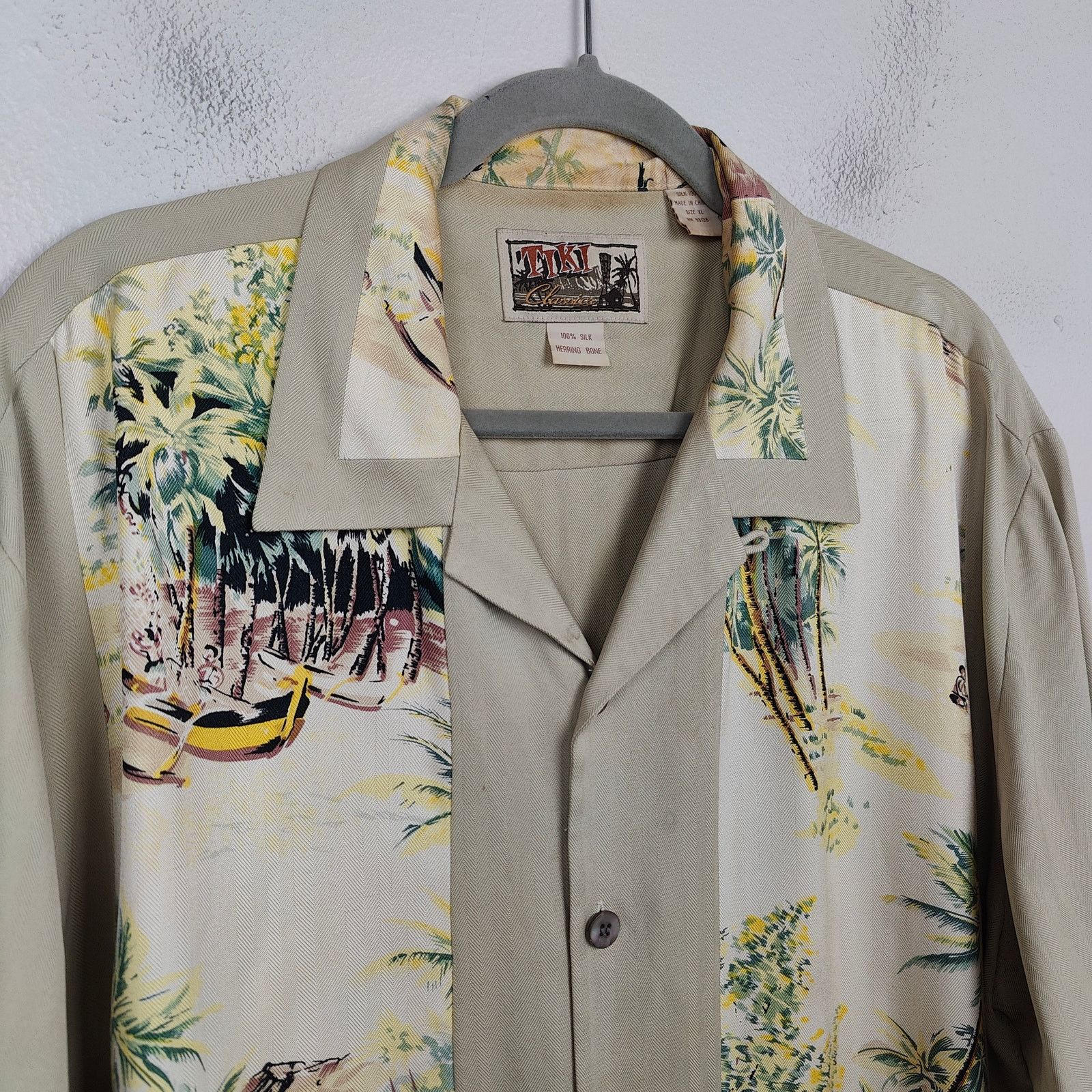 Other Vintage Tiki Classics Silk Hawaiian Shirt Men XL Herringbone Size US XL / EU 56 / 4 - 2 Thumbnail