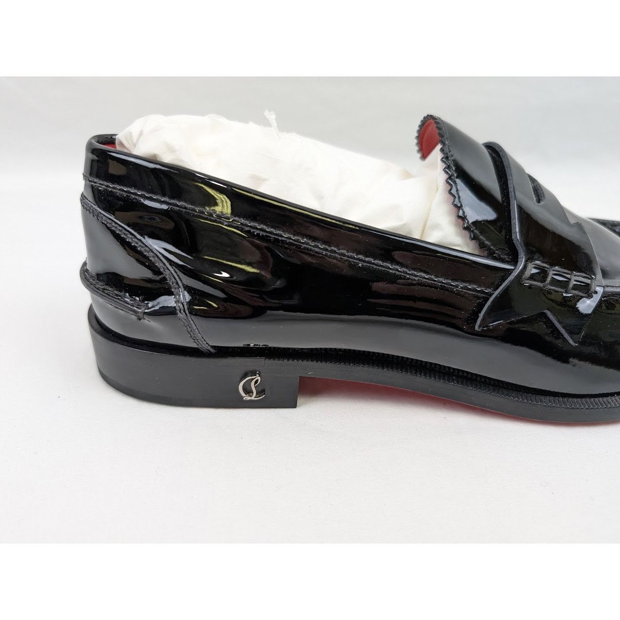 Christian Louboutin o1rshd1 Patent No Penny Flat Shoes in Black/Silver Size US 8.5 / EU 41-42 - 5 Thumbnail