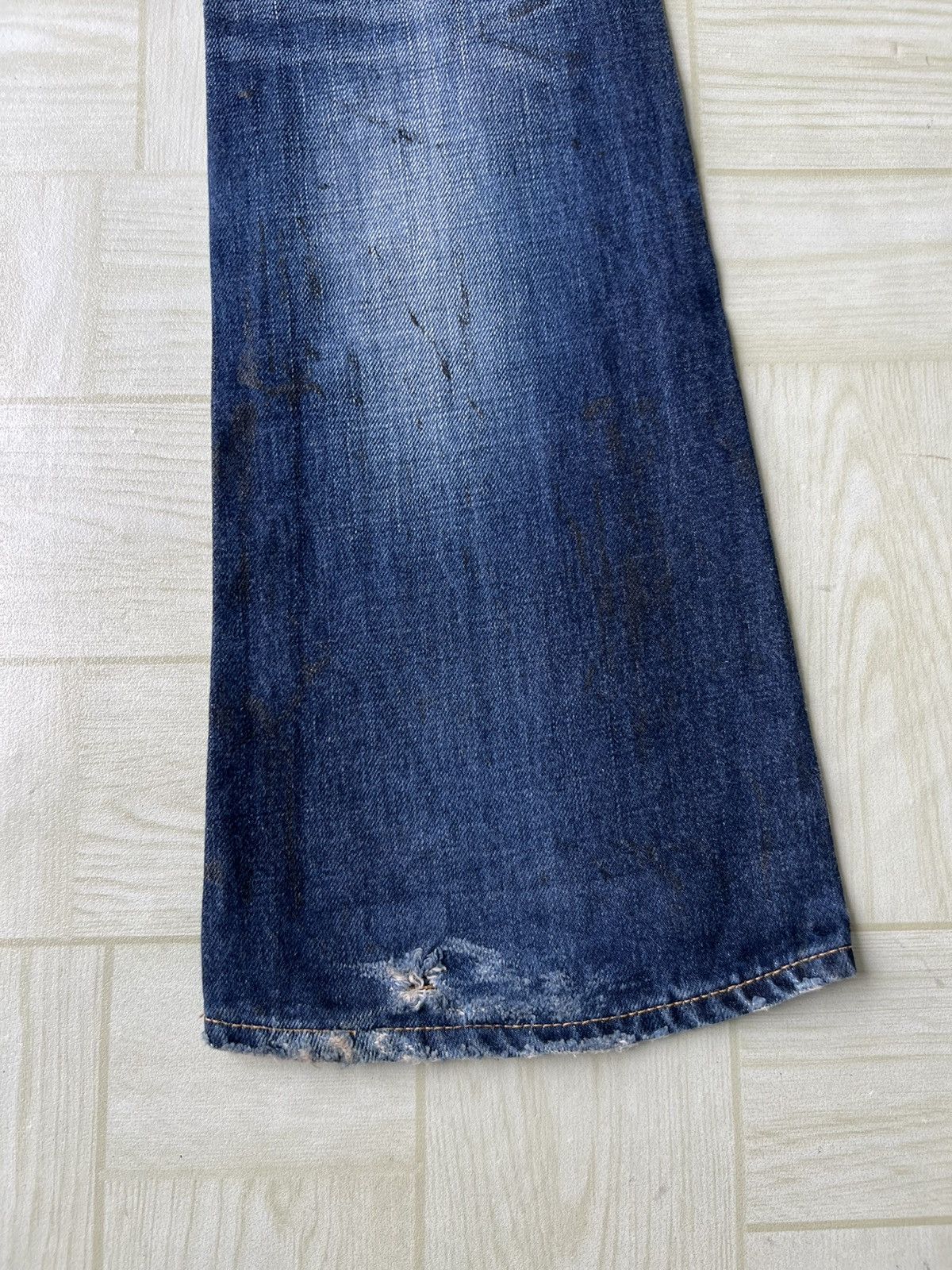 GOSTAR DE FUGA Y2K Fuga Lace Up Flare Stone Wash Whiskers Faded Denim Jeans Size US 30 / EU 46 - 8 Thumbnail