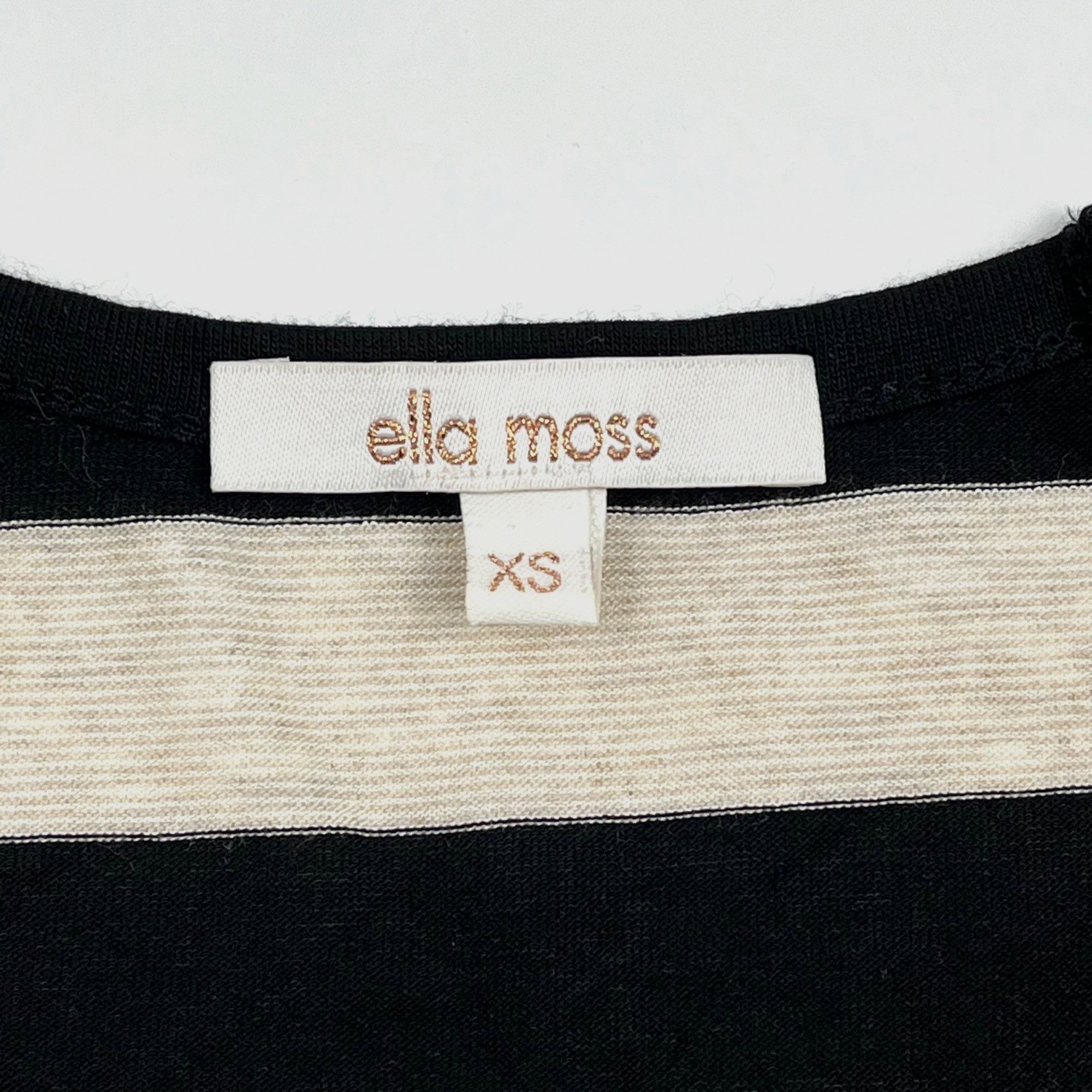 Other Ella Moss 3/4-Sleeve Striped Knit Top Scoop-Neck Casual Blac Size XS / US 0-2 / IT 36-38 - 2 Thumbnail