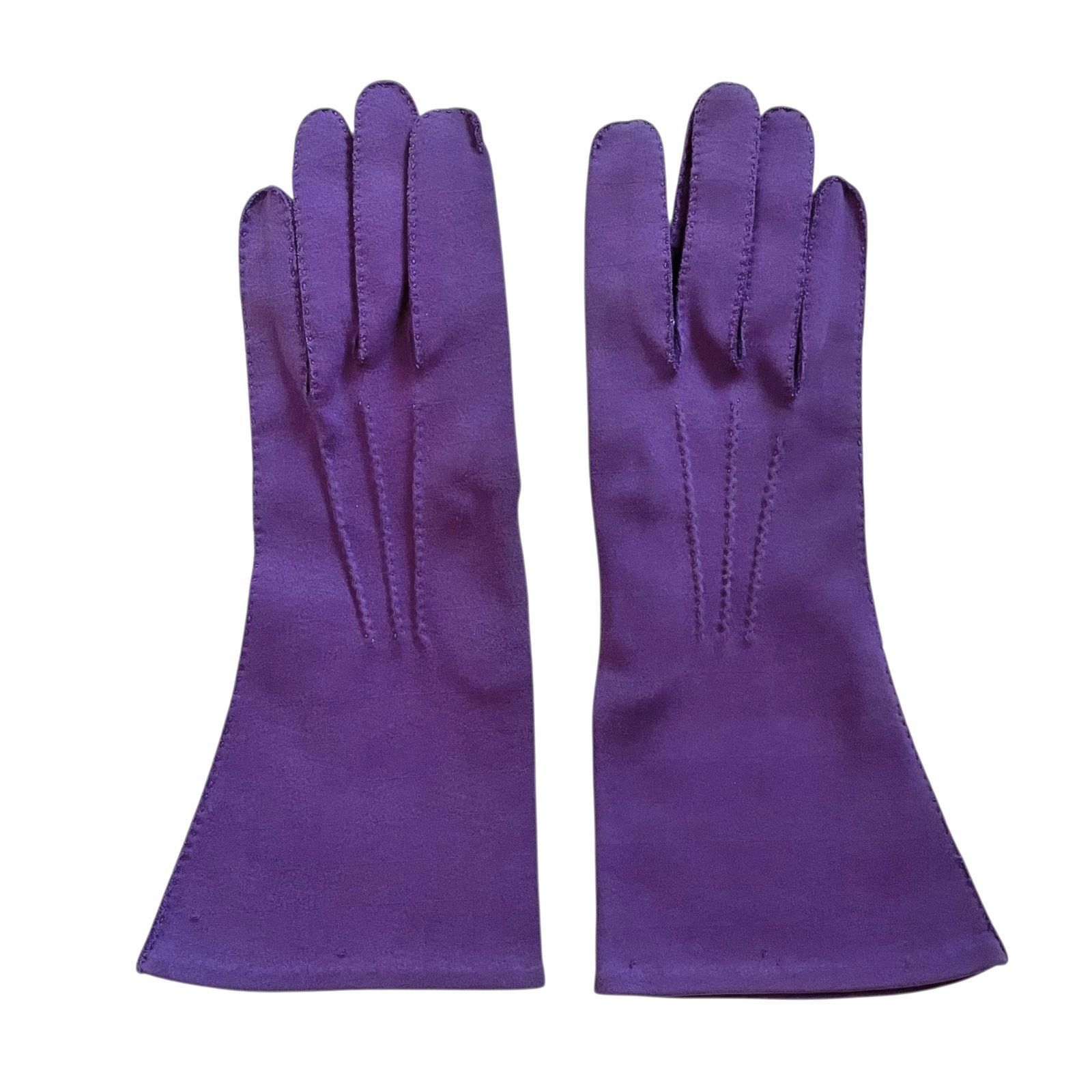 Vintage Vintage Purple Fabric Lower Forearm Evening Gloves Sz 6.5-7 Size ONE SIZE - 3 Thumbnail