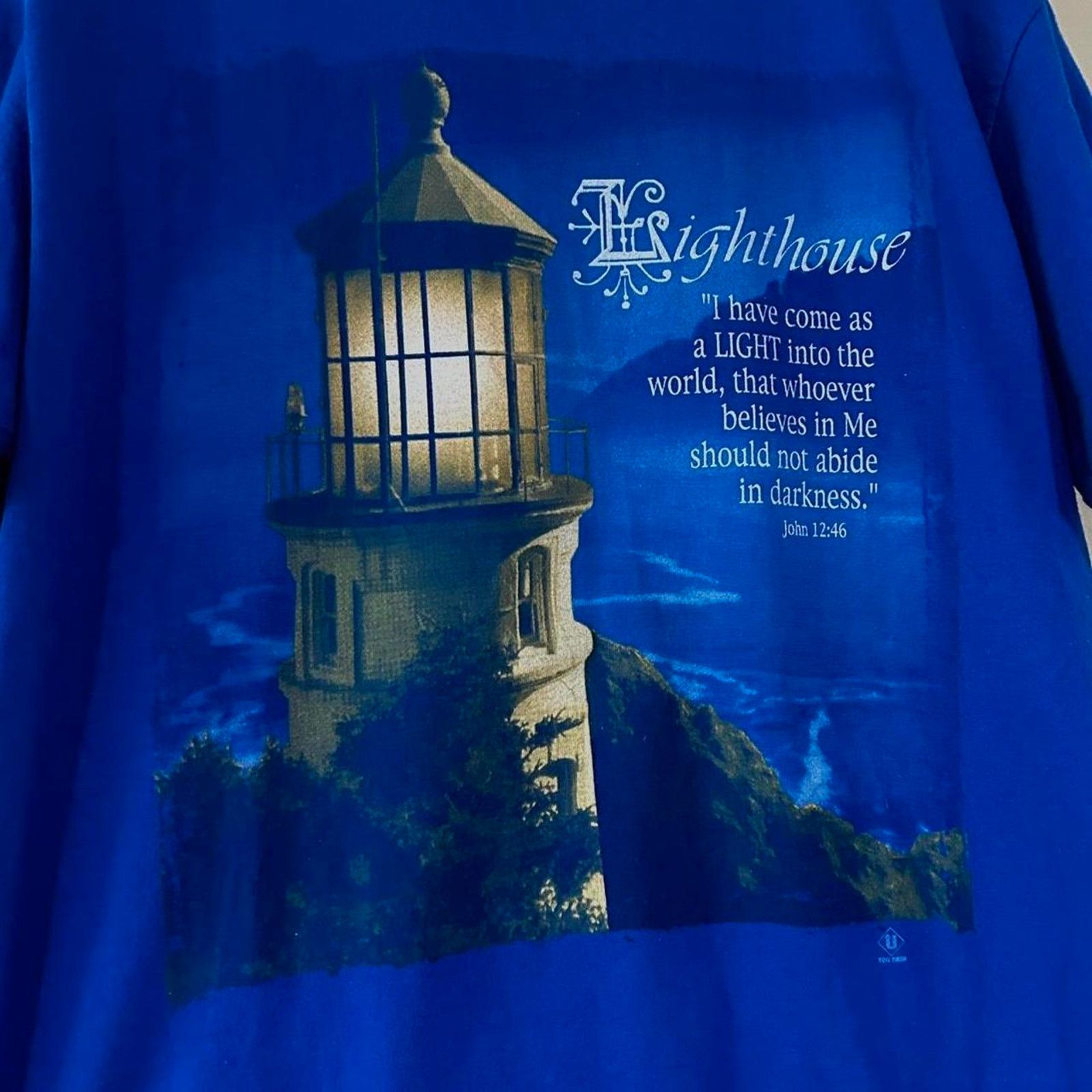 Delta Vintage Lighthouse Bible Quote Tee Shirt Size US M / EU 48-50 / 2 - 2 Thumbnail