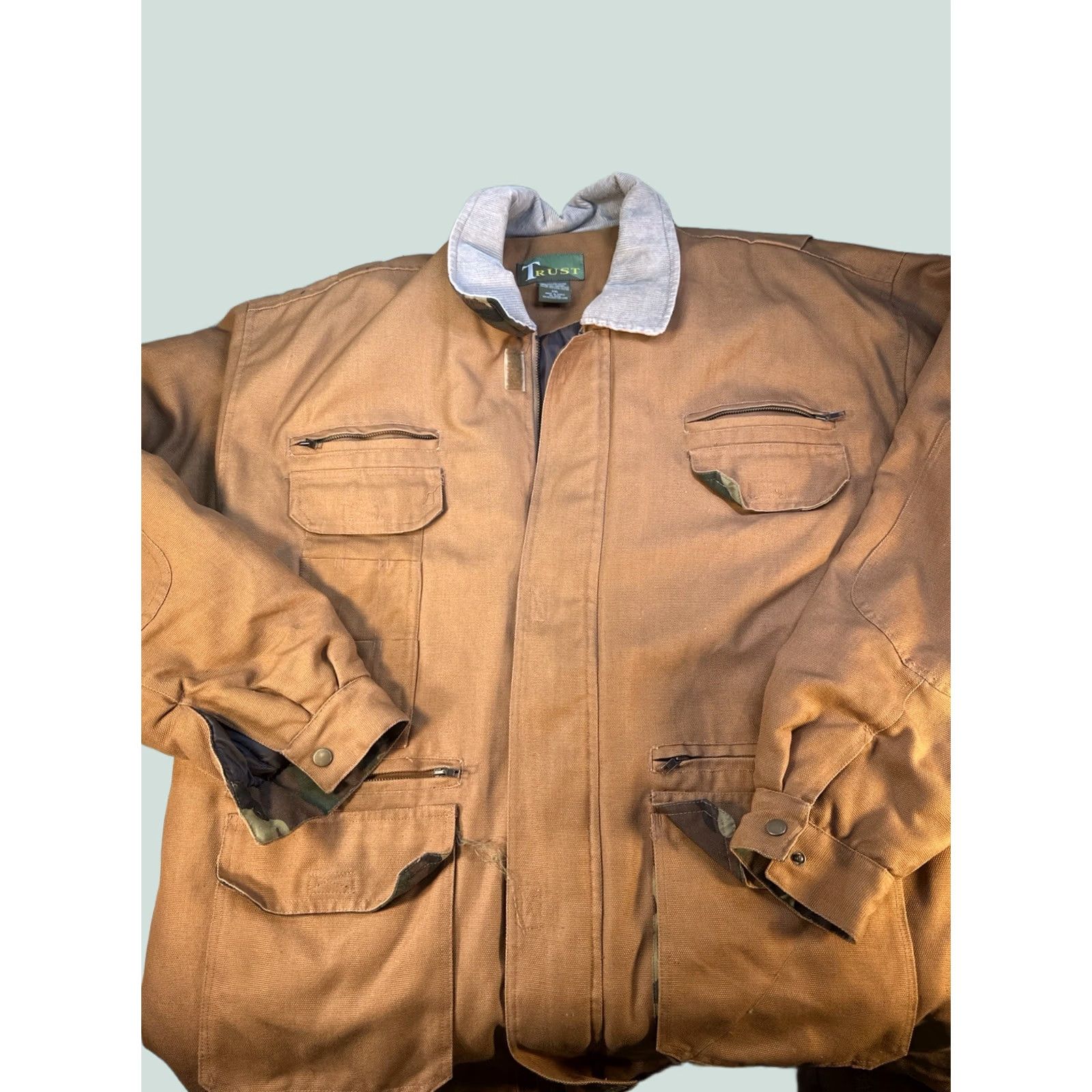 Vintage VINTAGE Trust Canvas Work Jacket Brown Cord Collar 2XL Hunting Men Jacket Size US XXL / EU 58 / 5 - 1 Thumbnail