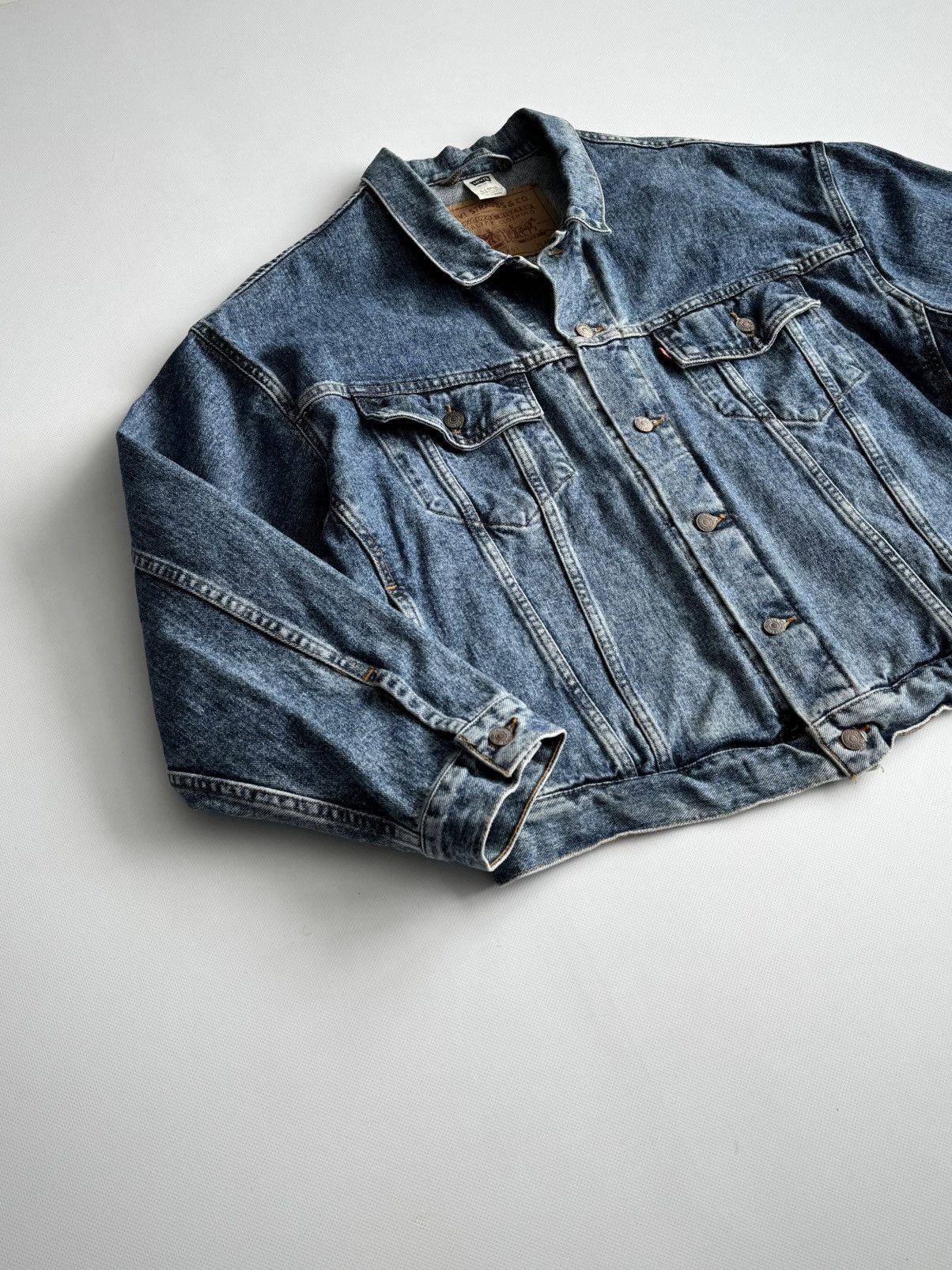 Levi's Vintage 1990s Levi's 70598 Navy Trucker Jacket Size US XL / EU 56 / 4 - 2 Thumbnail
