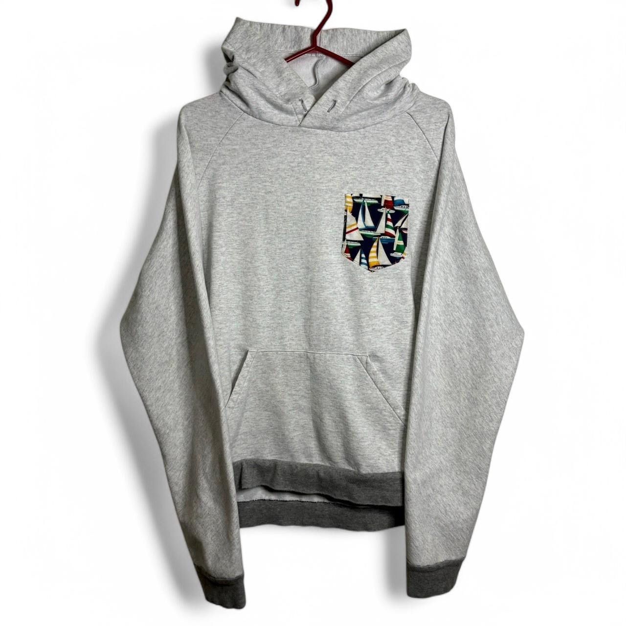 Handmade × Vintage Vintage 90s Grey Boat Pocket Boxy Hoodie Size US L / EU 52-54 / 3 - 1 Thumbnail