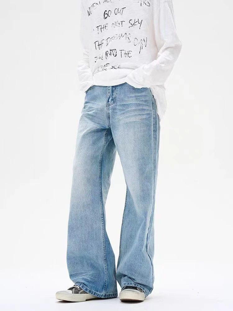 Jean Retro washed men's loose straight casual wide-leg jeans Size US 32 / EU 48 - 5 Thumbnail