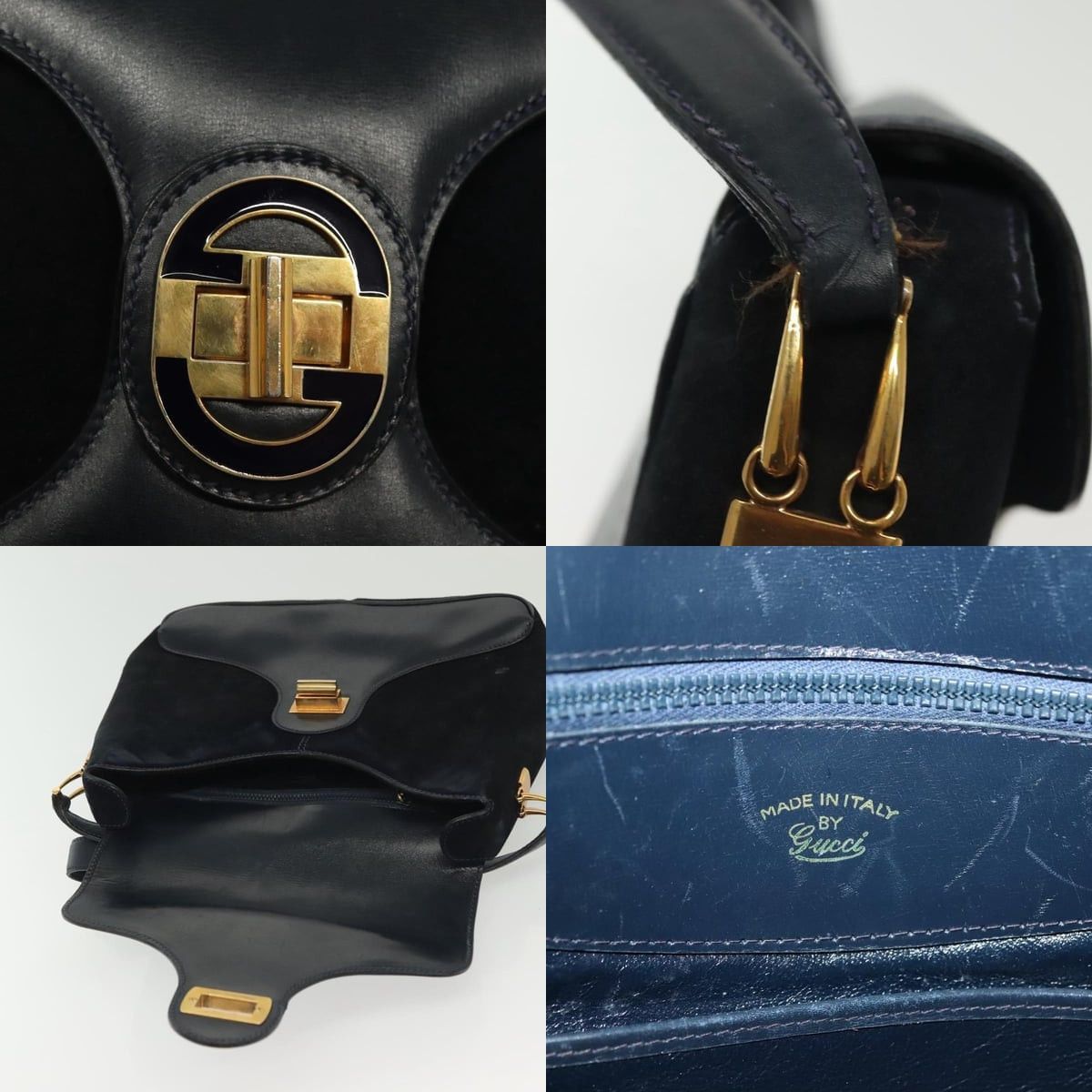 Gucci GUCCI Shoulder Bag Suede Navy Gold Size ONE SIZE - 11 Thumbnail