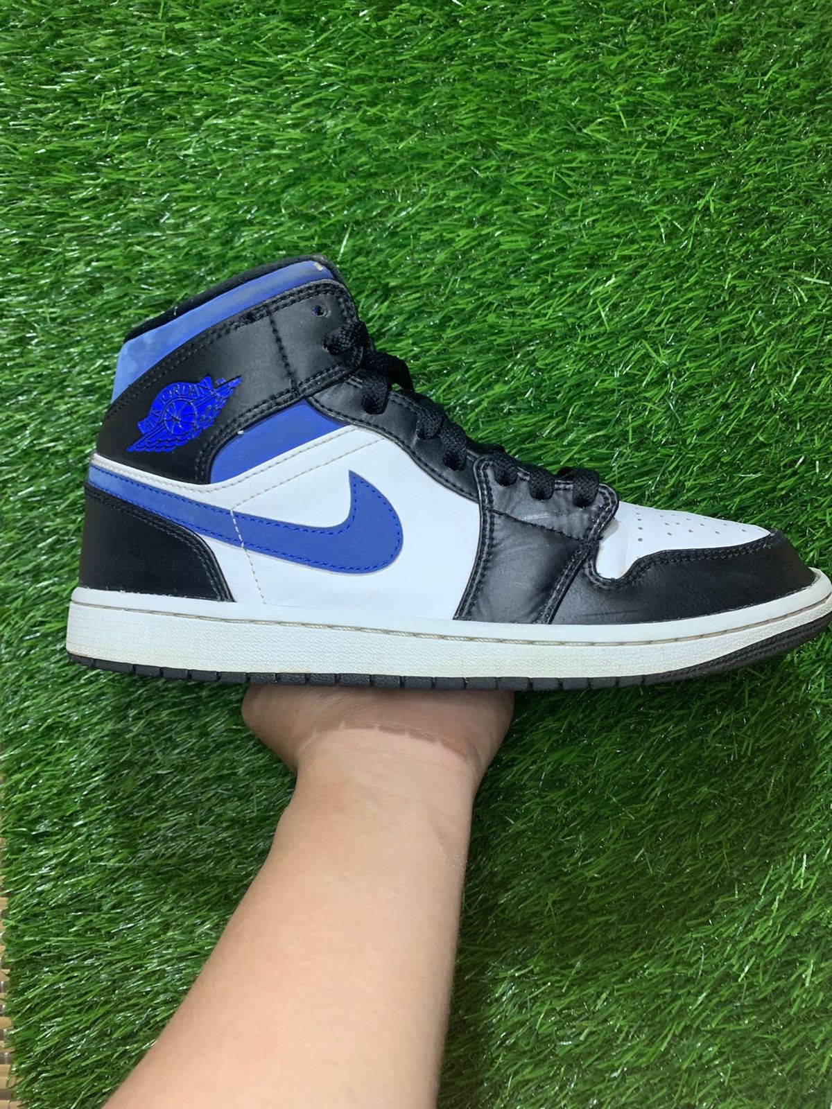 Jordan Brand Jordan 1 Mid White Black Racer Blue Grailed