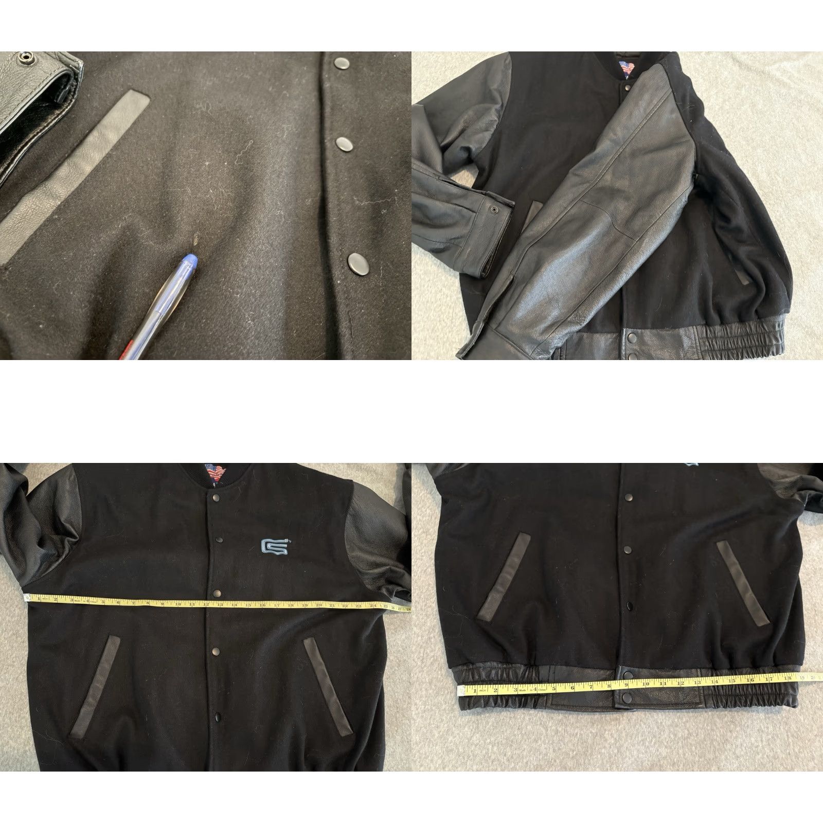 Vintage Shelby Black Wool Leather Jacket XL Men Size US XL / EU 56 / 4 - 8 Thumbnail