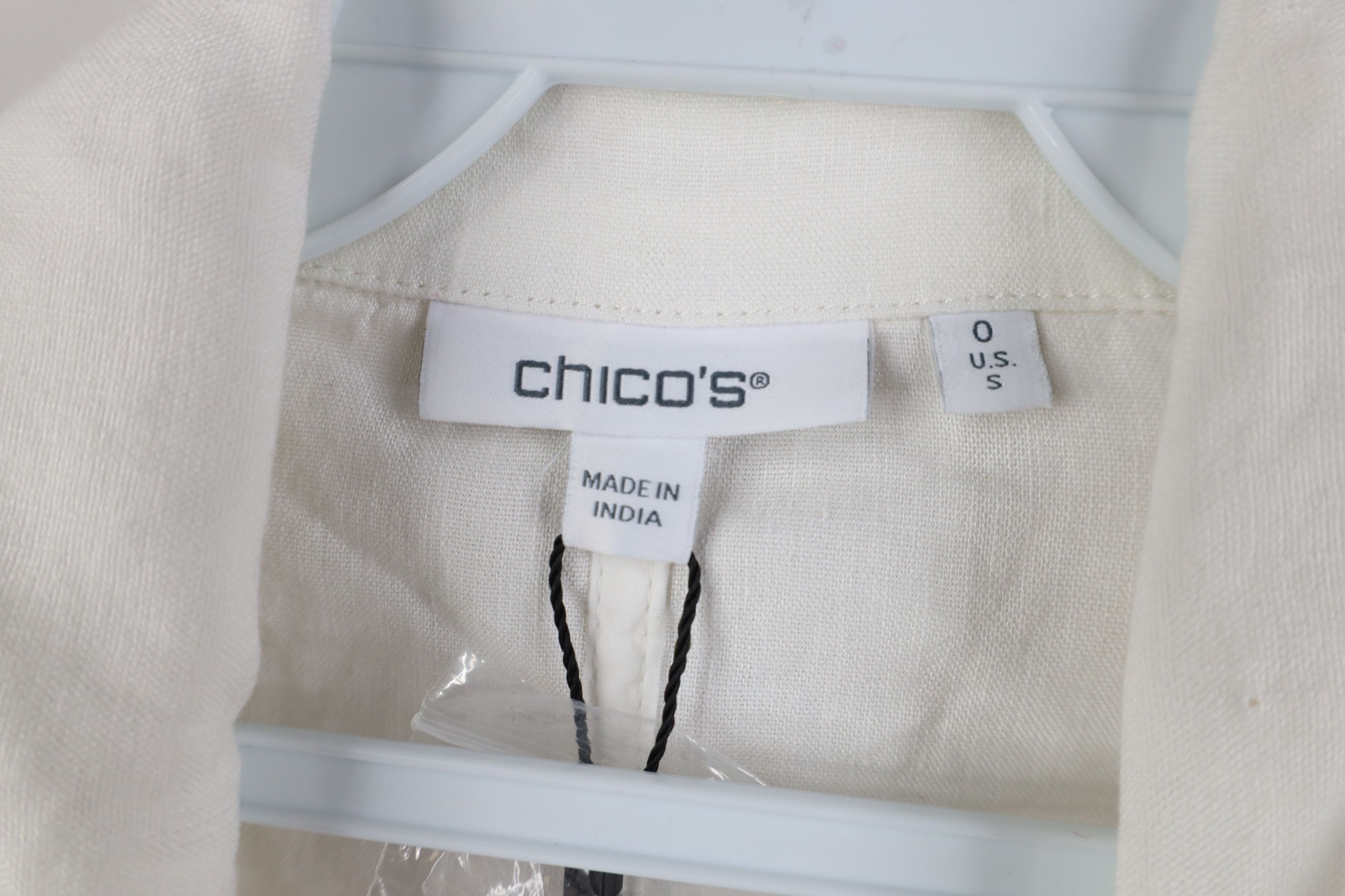 Chicos New Chicos One Button Stretch Linen Blazer Jacket Coat White Size S / US 4 / IT 40 - 10 Thumbnail