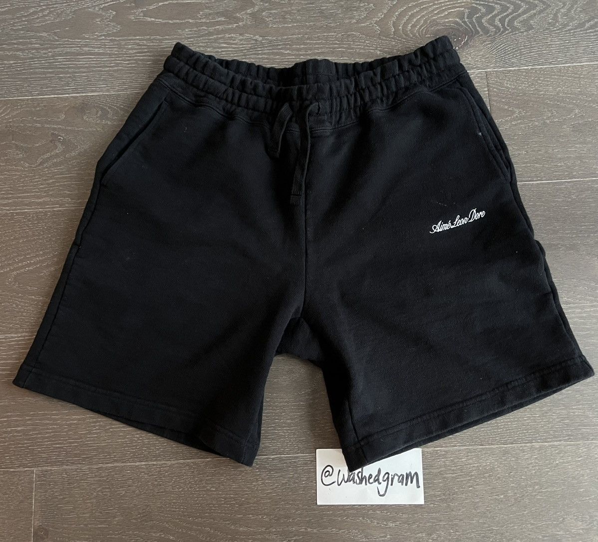 Pre-owned Aimé Leon Dore Script Logo Sweat Shorts (size L) In Black