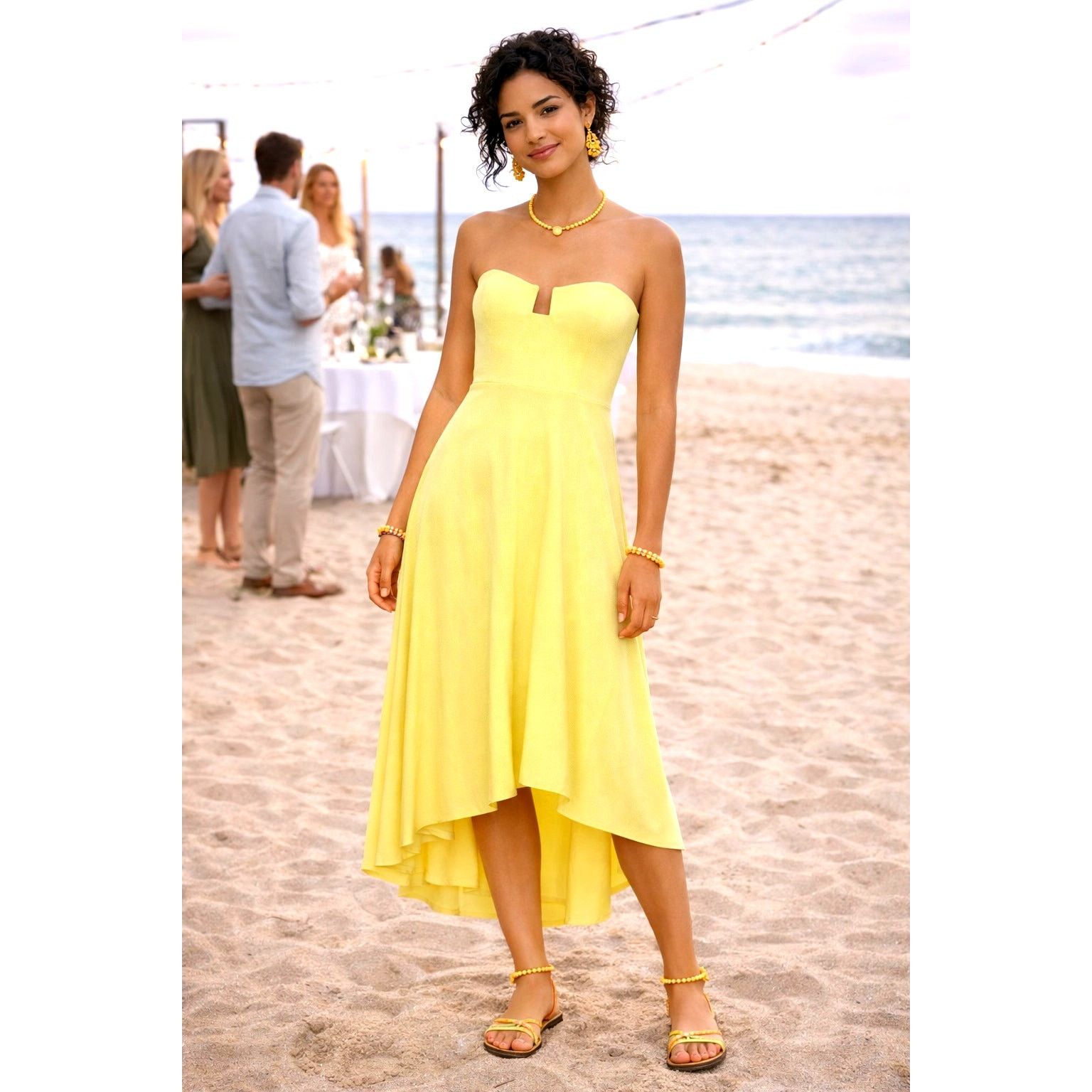 Susana Monaco Susana Monaco High Low Wired Midi Dress Pale Lime S Size S / US 4 / IT 40 - 1 Thumbnail