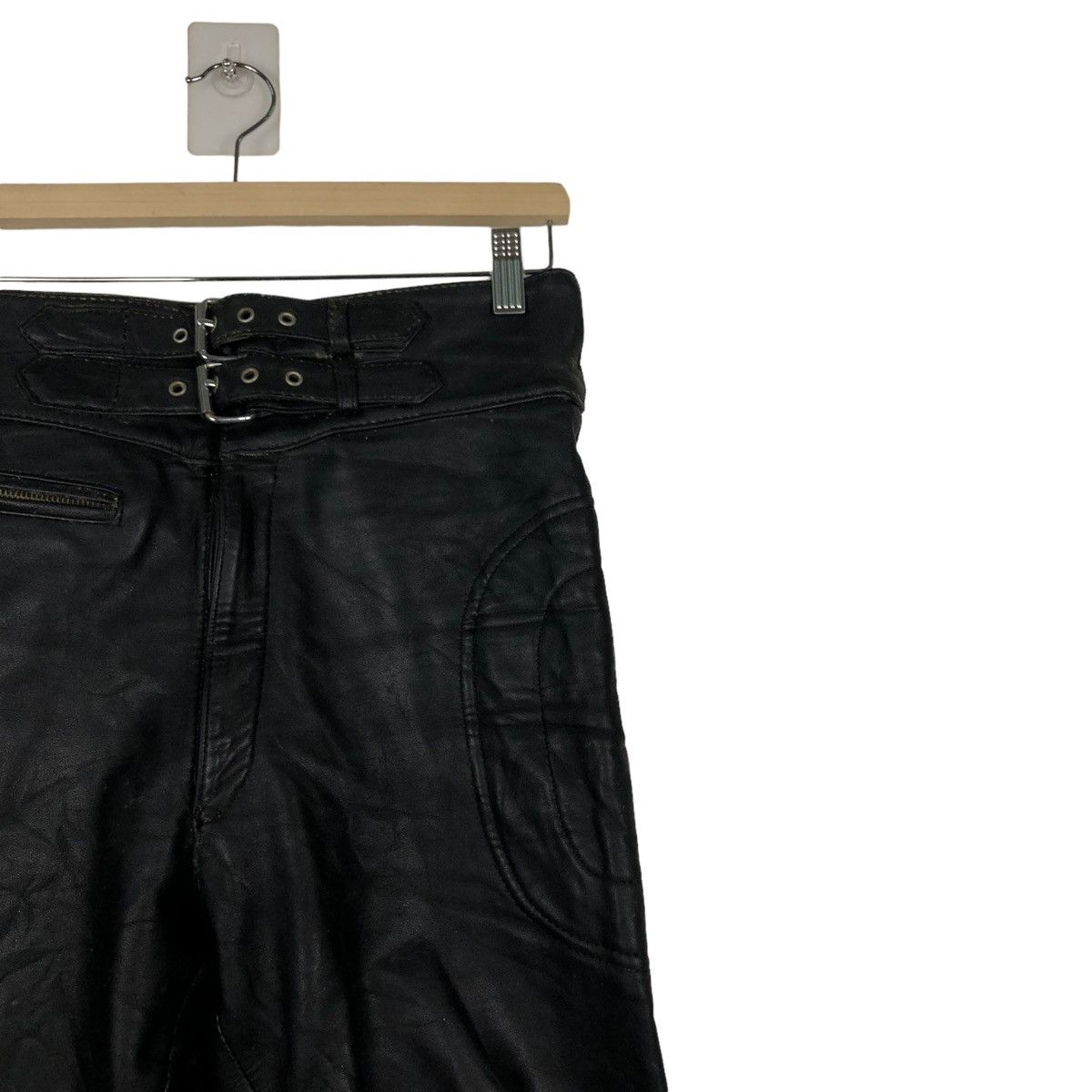 Genuine Leather 🔥VINTAGE LEATHER TROUSERS RACING PANTS SAFETY MOTOR CROSS Size US 30 / EU 46 - 5 Thumbnail