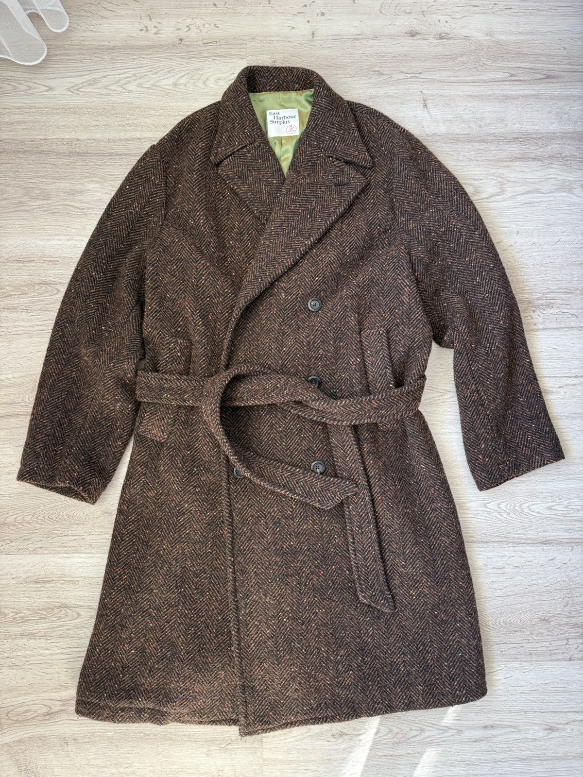 East Harbour Surplus East Harbour Surplus Belted Herringbone Wool Alpaca Coat Size US M / EU 48-50 / 2 - 1 Thumbnail