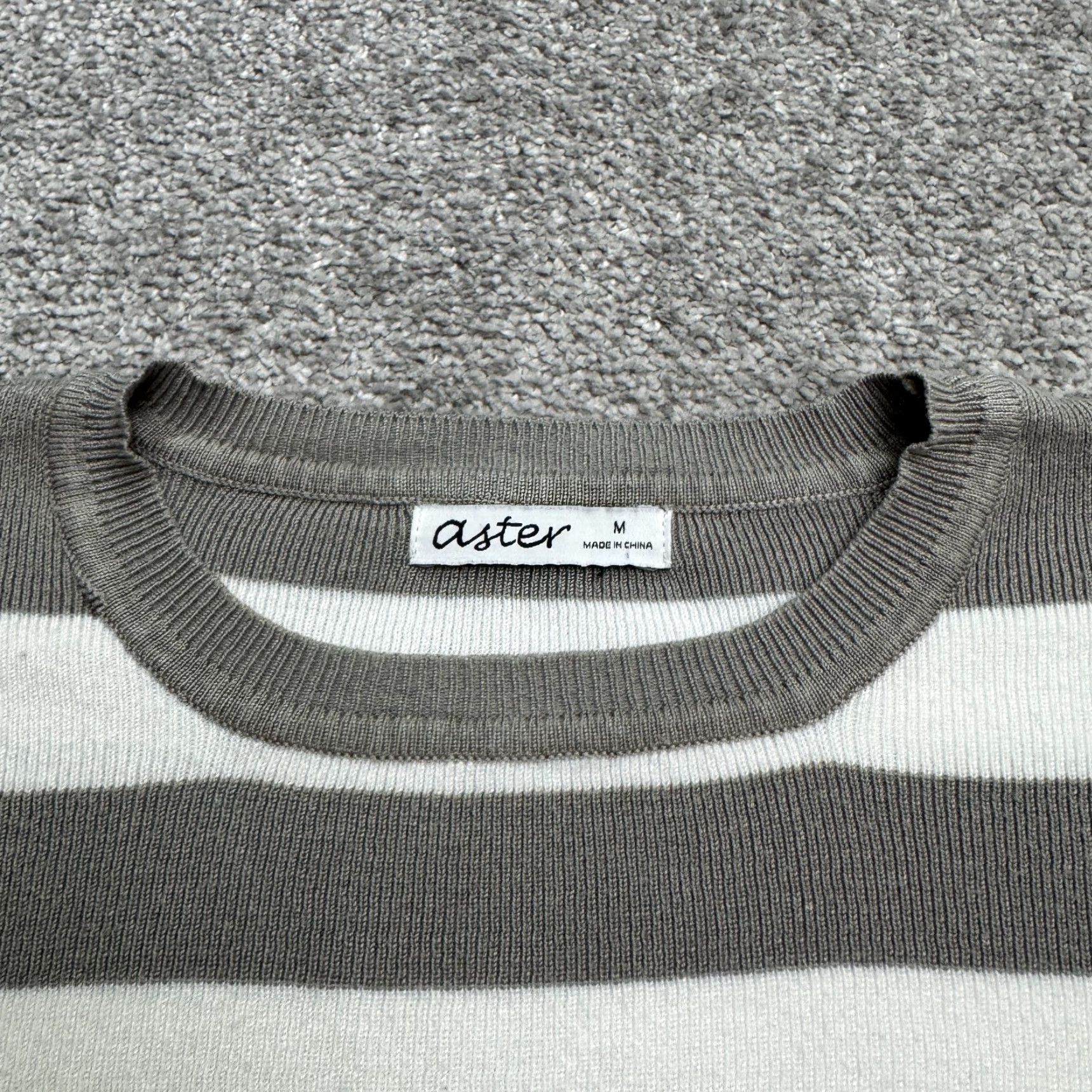 Vintage Aster Sweater Shirt Womens M Gray Striped Crew Neck Casual Pullover Knit Logo Vintage No Size M / US 6-8 / IT 42-44 - 3 Thumbnail