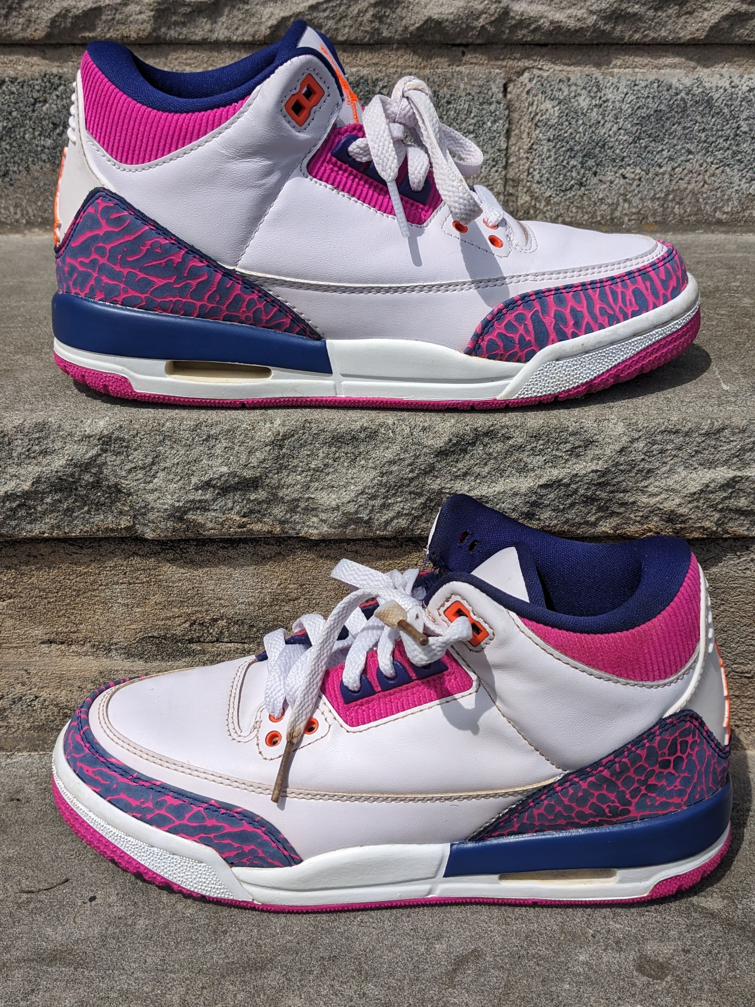 Size 5 Youth Jordan 3 Retro Barely Grape Pink 441140-500
