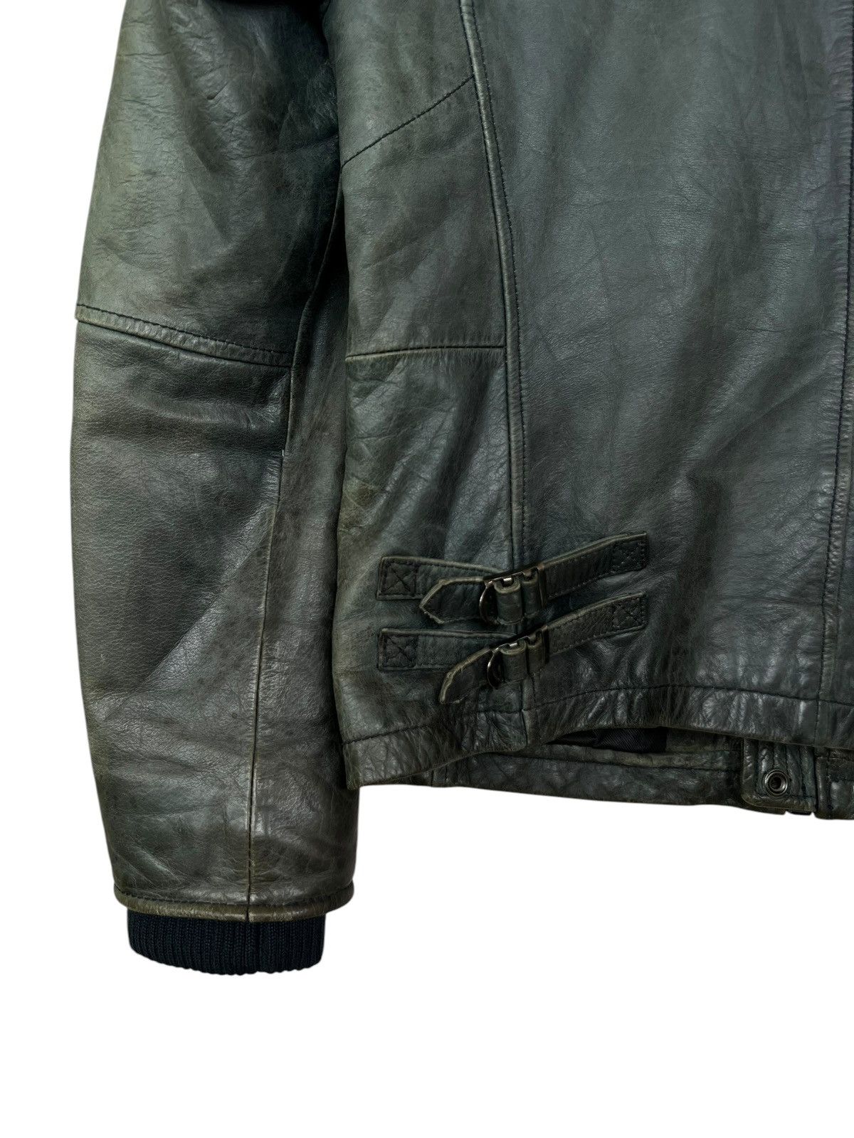 Avirex Zipper Sunfaded Distressed Racing Leather Jacket