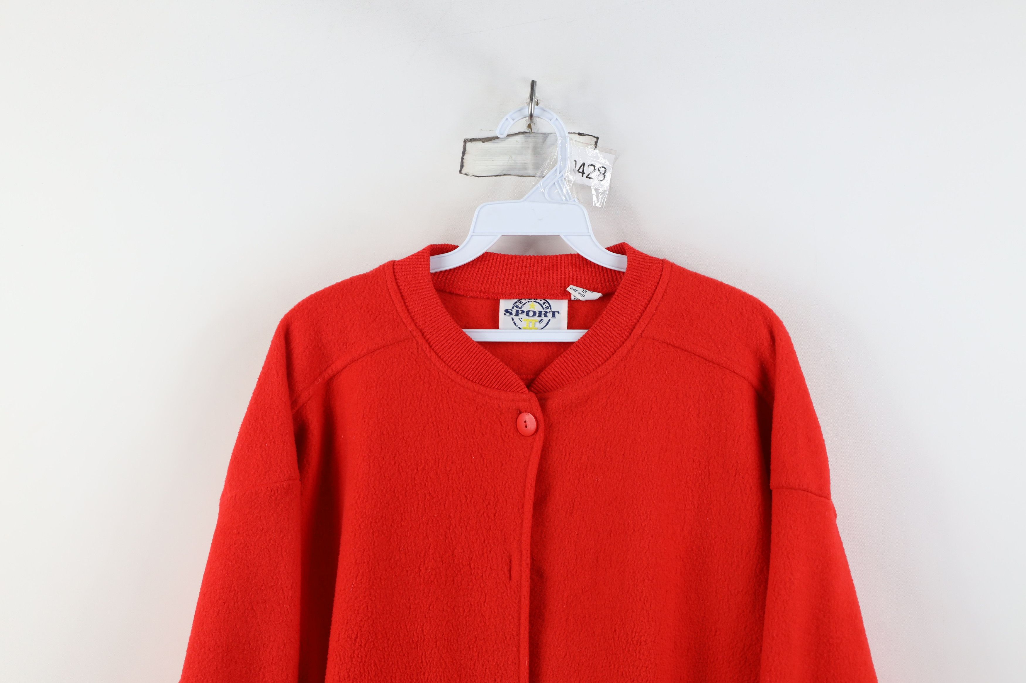 Vintage Vintage 90s Streetwear Blank Fleece Sweater Bomber Jacket Size XL / US 12-14 / IT 48-50 - 2 Thumbnail