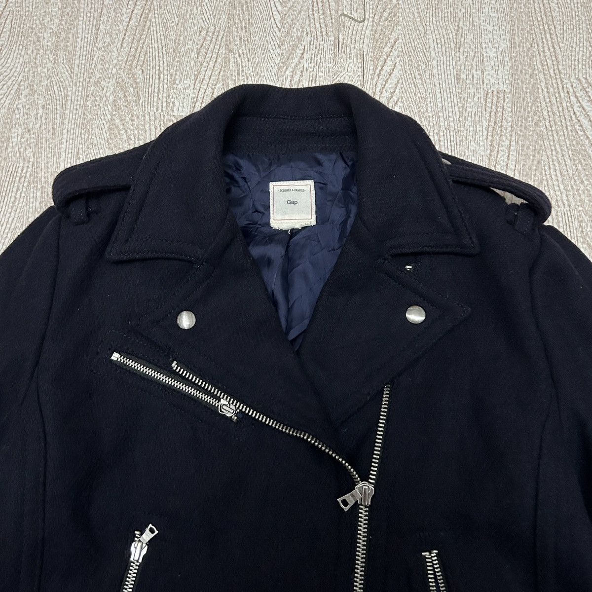 Gap × Vintage Gap Jacket Navy wool biker jacket. Zipped Size XS / US 0-2 / IT 36-38 - 4 Thumbnail