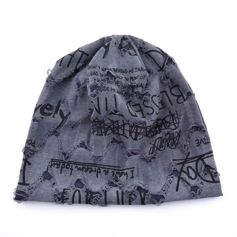 Japanese Brand DISTRESSED Beanie - Vintage-Inspired Graphic Hat Size ONE SIZE - 2 Thumbnail