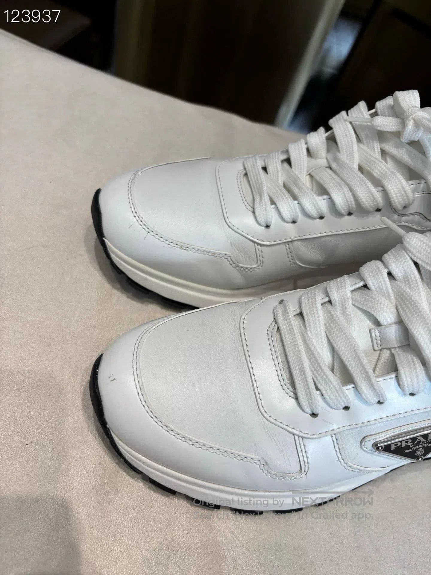 Prada Prada Triangle Logo Leather White Sneakers. Size US 6.5 / EU 39-40 - 3 Thumbnail