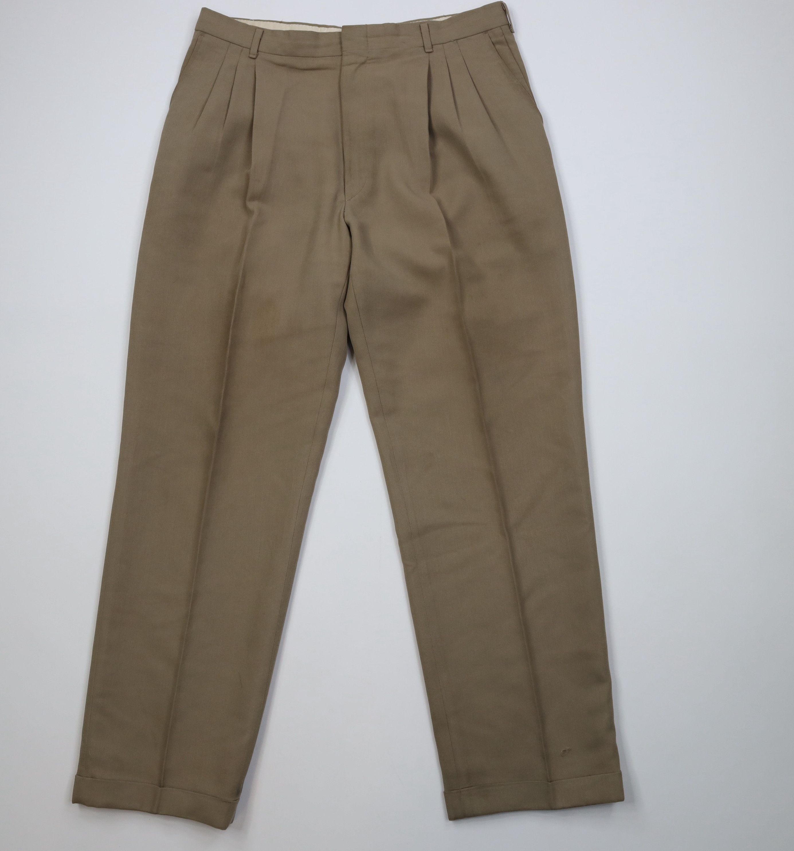 Vintage Vintage 70s Streetwear Rayon Gabardine Wide Leg Pants Tan Size US 36 / EU 52 - 1 Thumbnail