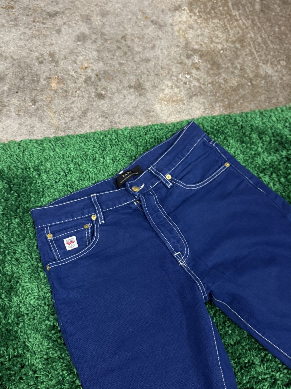 Zara Zara Blue White Stitch Contrast Stitch Denim Jeans Sz. 30 Size US 30 / EU 46 - 3 Thumbnail