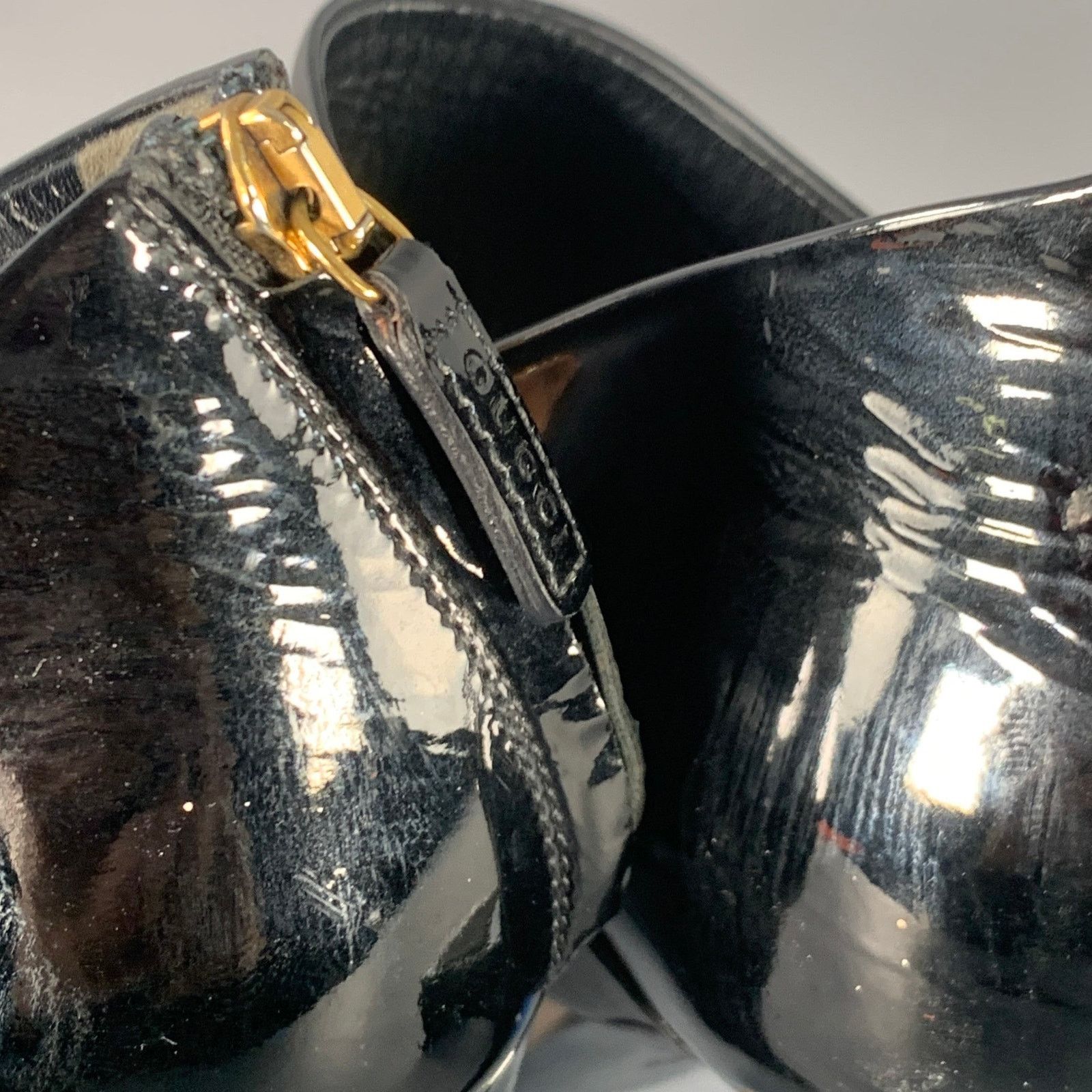 Gucci GUCCI Size 8.5 Black Gold Suede Patent Leather Ankle Sandals Size US 8.5 / IT 38.5 - 11 Thumbnail