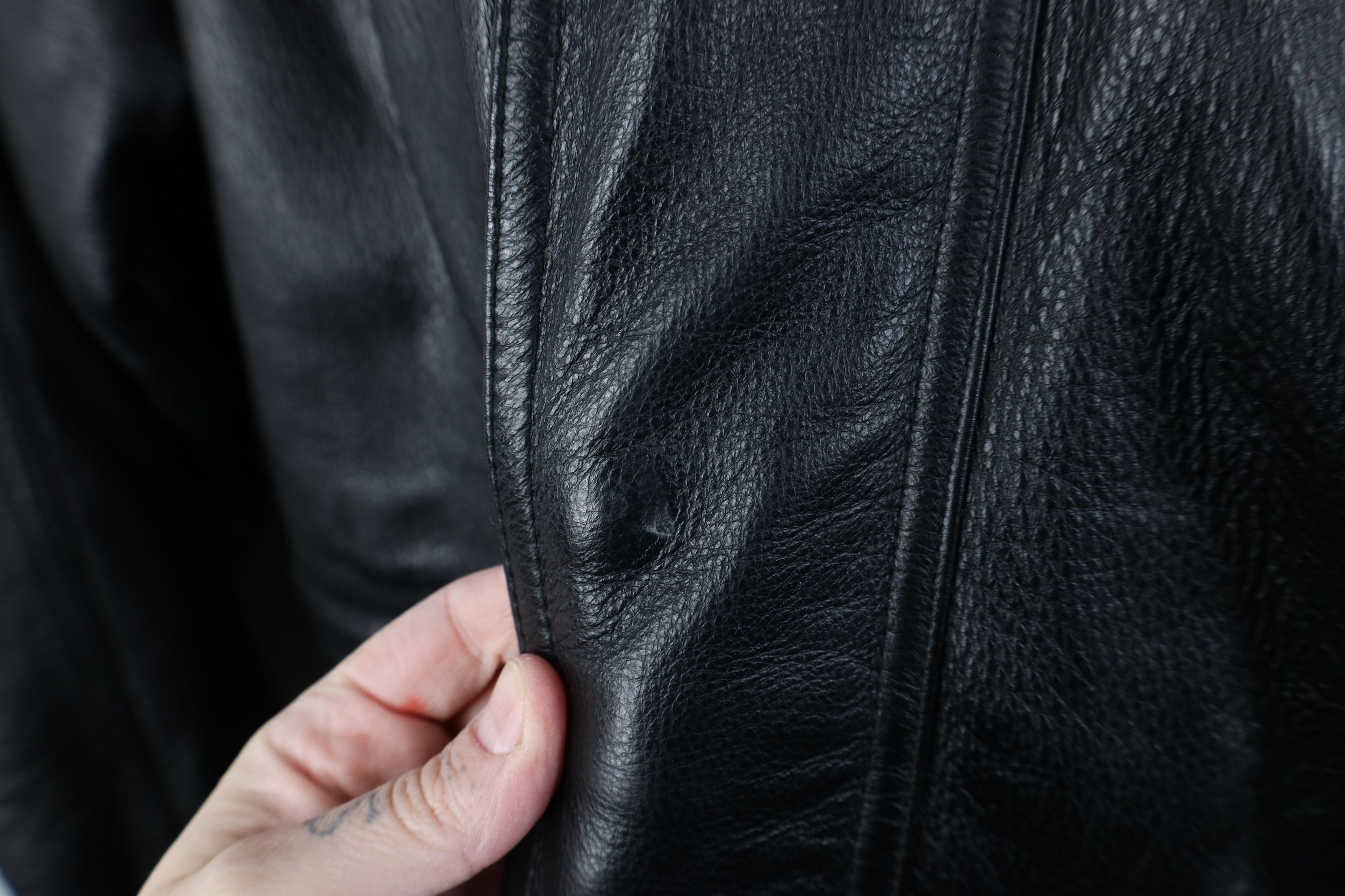 Vintage 90s Streetwear Heavy Leather Chore Jacket Black