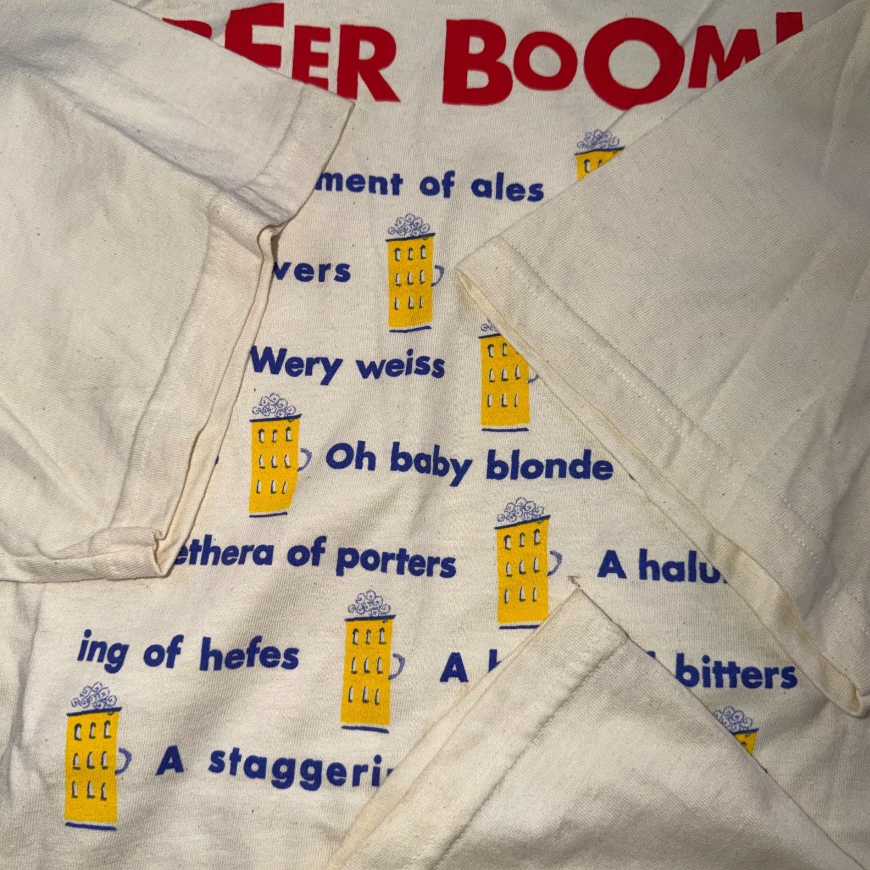 Tultex VINTAGE Beer Boom Funny Graphic T Shirt 90s Y2K Tultex XL Beige Men Crew Neck Short Sleeve Cotton Graphic Print T-Shirt Size US XL / EU 56 / 4 - 3 Thumbnail
