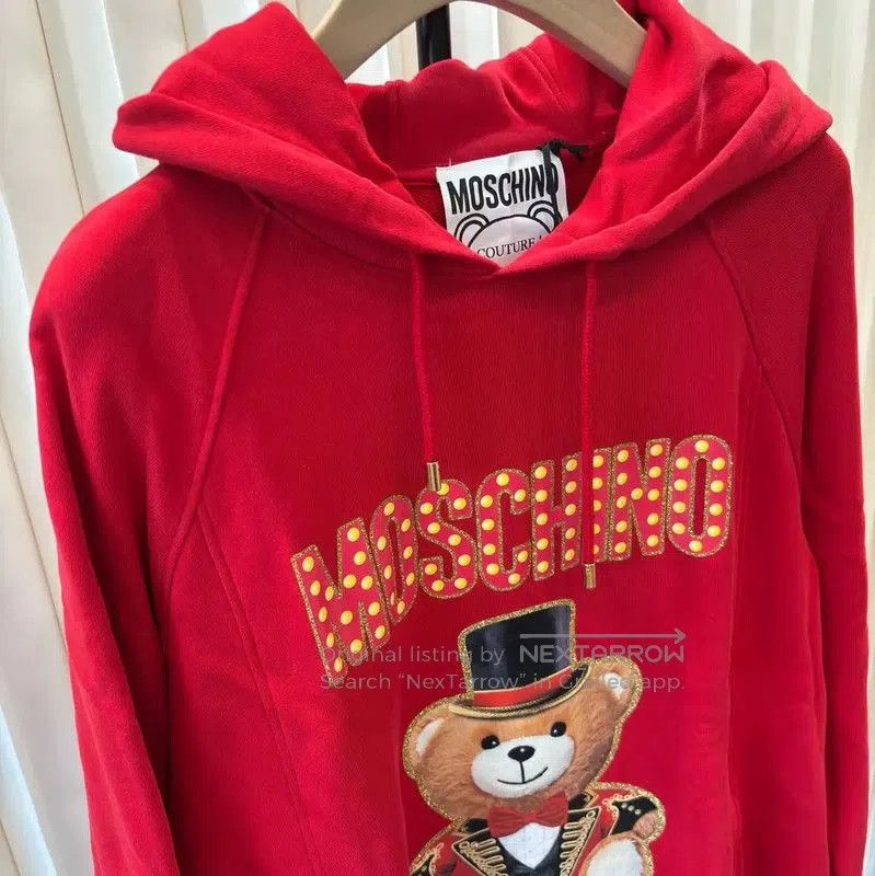 Moschino Moschino Red Cotton Women's Hoodie with Bear Design . Size XL / US 12-14 / IT 48-50 - 2 Thumbnail
