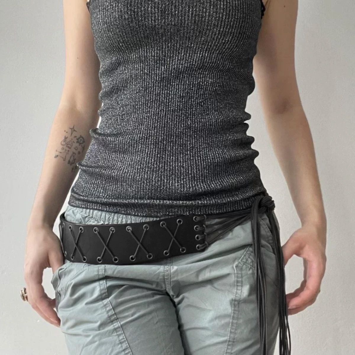 VIBE Punk Vintage Belt Riveted Belts Menswear Accessories Size ONE SIZE - 5 Thumbnail