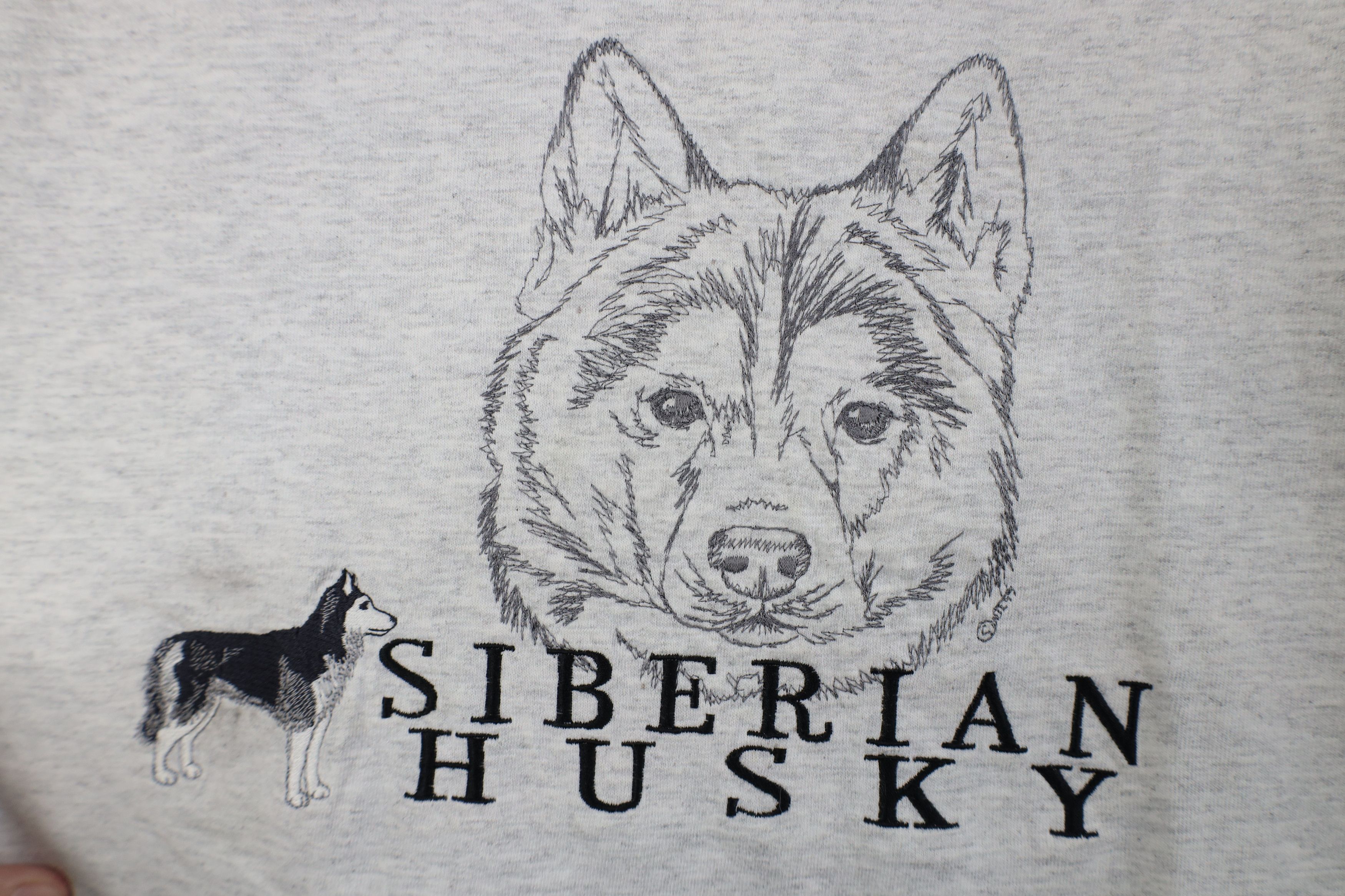 Vintage Vintage 90s Siberian Husky Dog Short Sleeve T-Shirt Gray Size US L / EU 52-54 / 3 - 4 Thumbnail