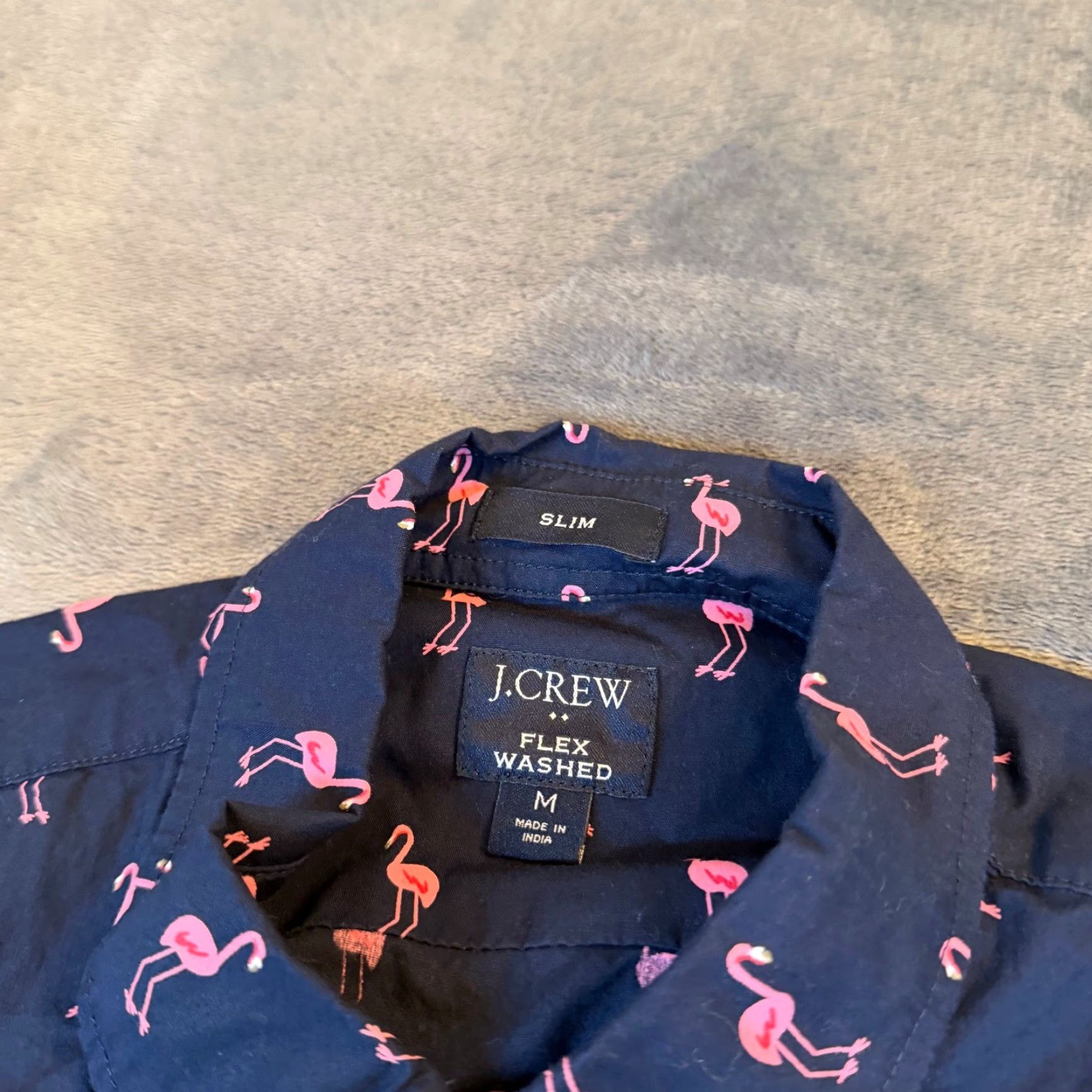 J.Crew J.Crew Flex Washed Slim Fit Flamingo Short Sleeve Button-Down Shirt Mens M Size US M / EU 48-50 / 2 - 2 Thumbnail
