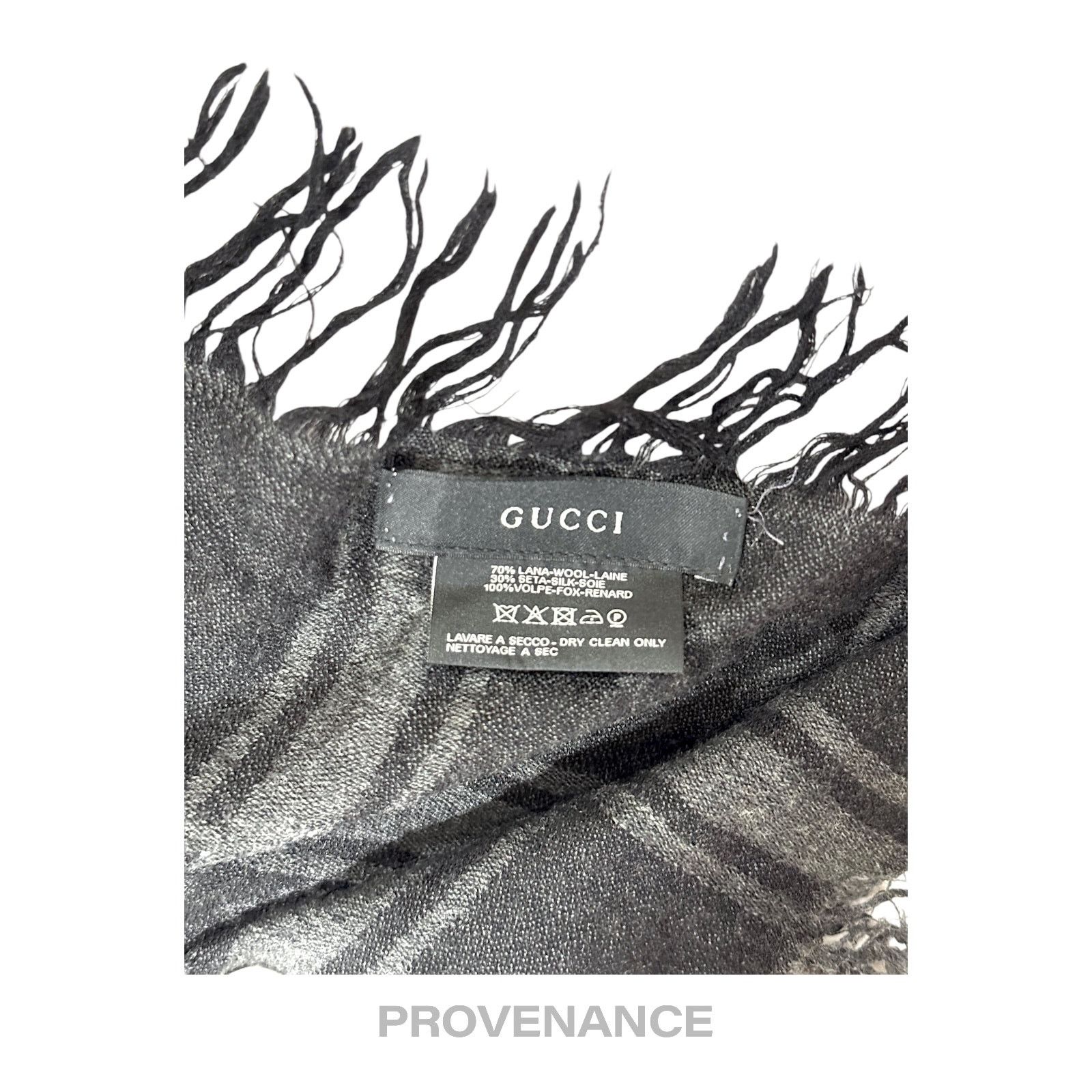 Gucci 🔴 Gucci Survie Fox Shawl Scarf - GG Black Charcoal Size ONE SIZE - 8 Thumbnail