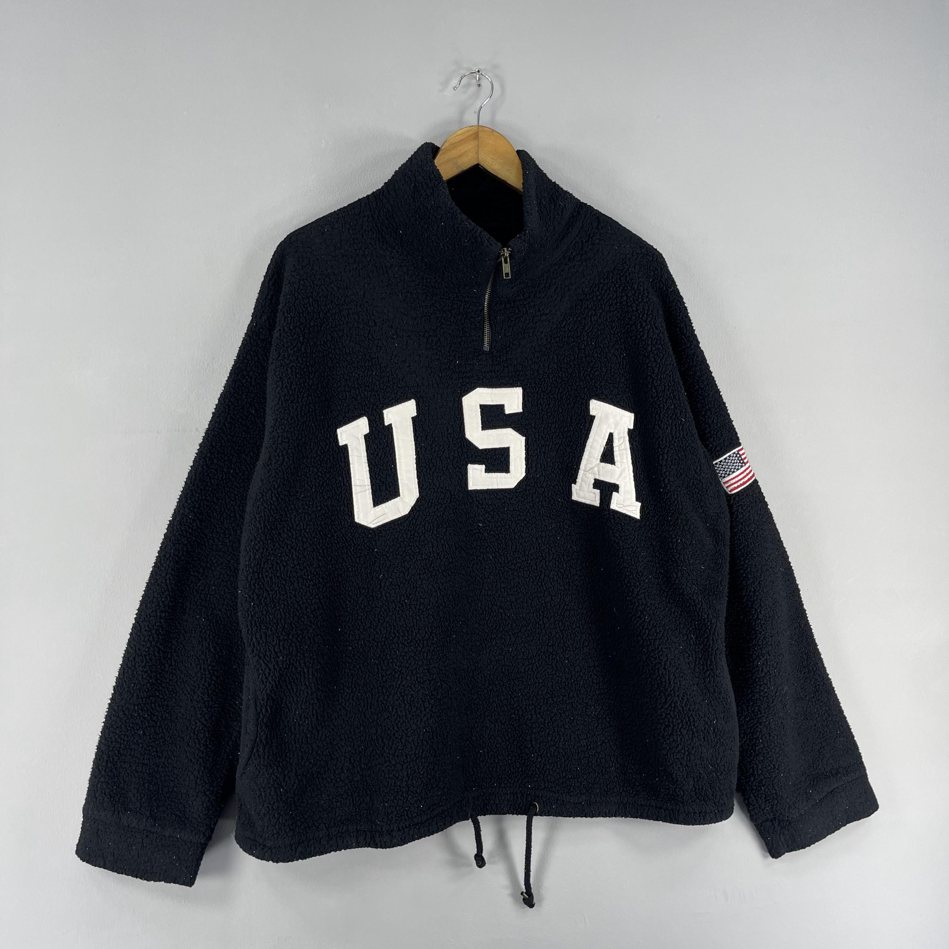 Vintage Vintage 90's USA Spellout Embroidery Sherpa Fleece Jacket Size US L / EU 52-54 / 3 - 4 Thumbnail
