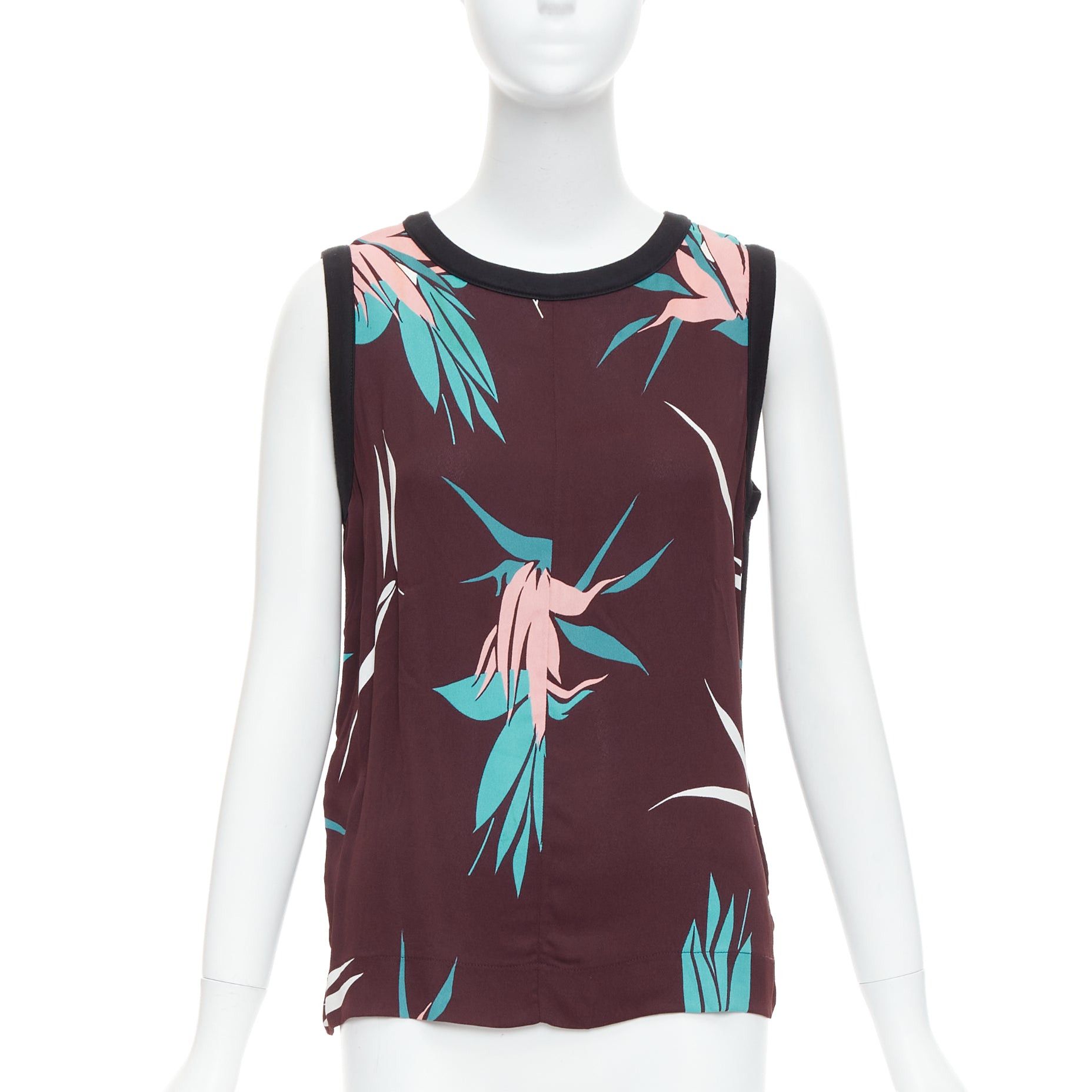 Marni MARNI brown green pink cotton blend tropical floral tank top IT40 S Size S / US 4 / IT 40 - 1 Thumbnail