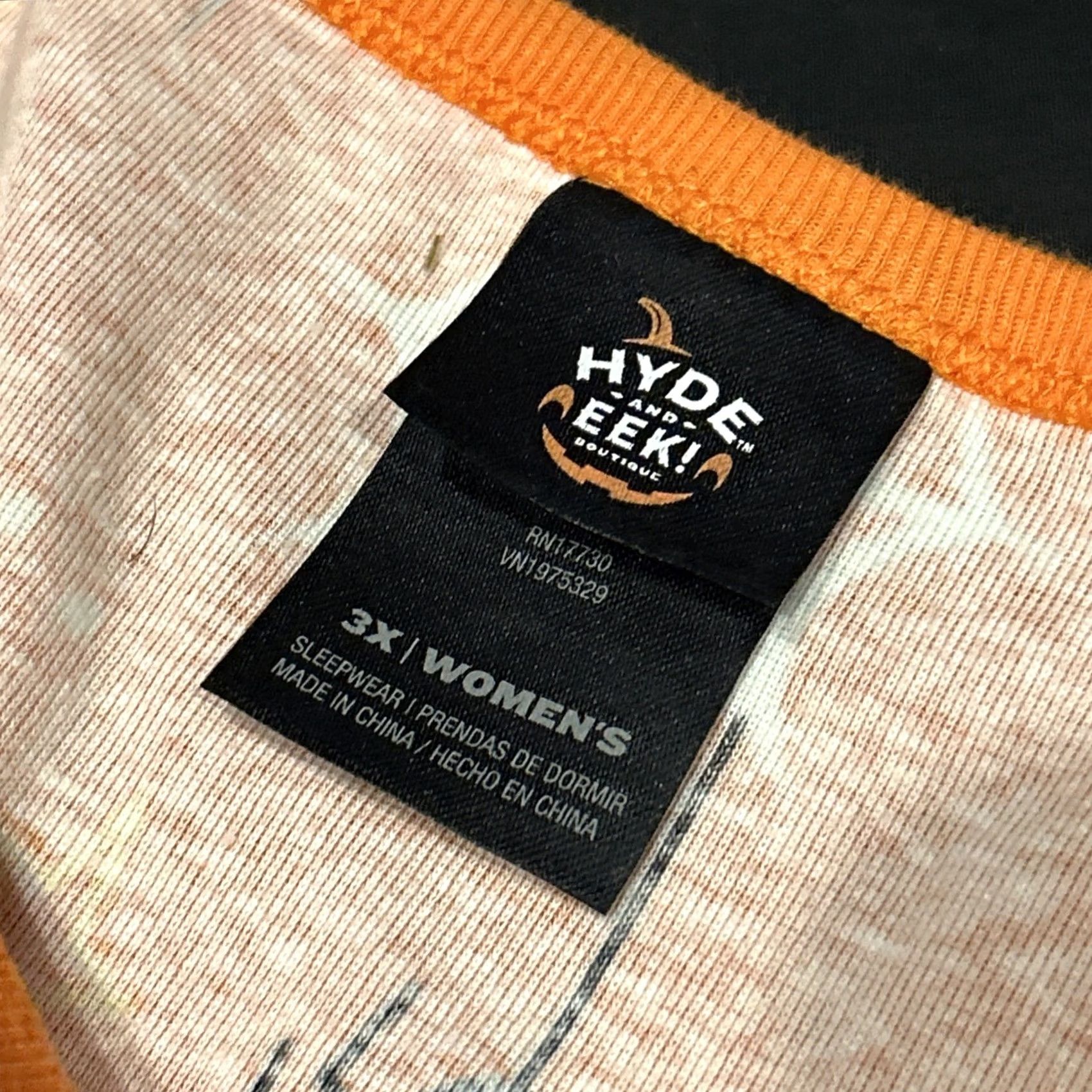 Vintage Halloween Pajama Set Hyde and EEK Women's 3X Orange Black 2-Pc B4 Size ONE SIZE - 3 Thumbnail
