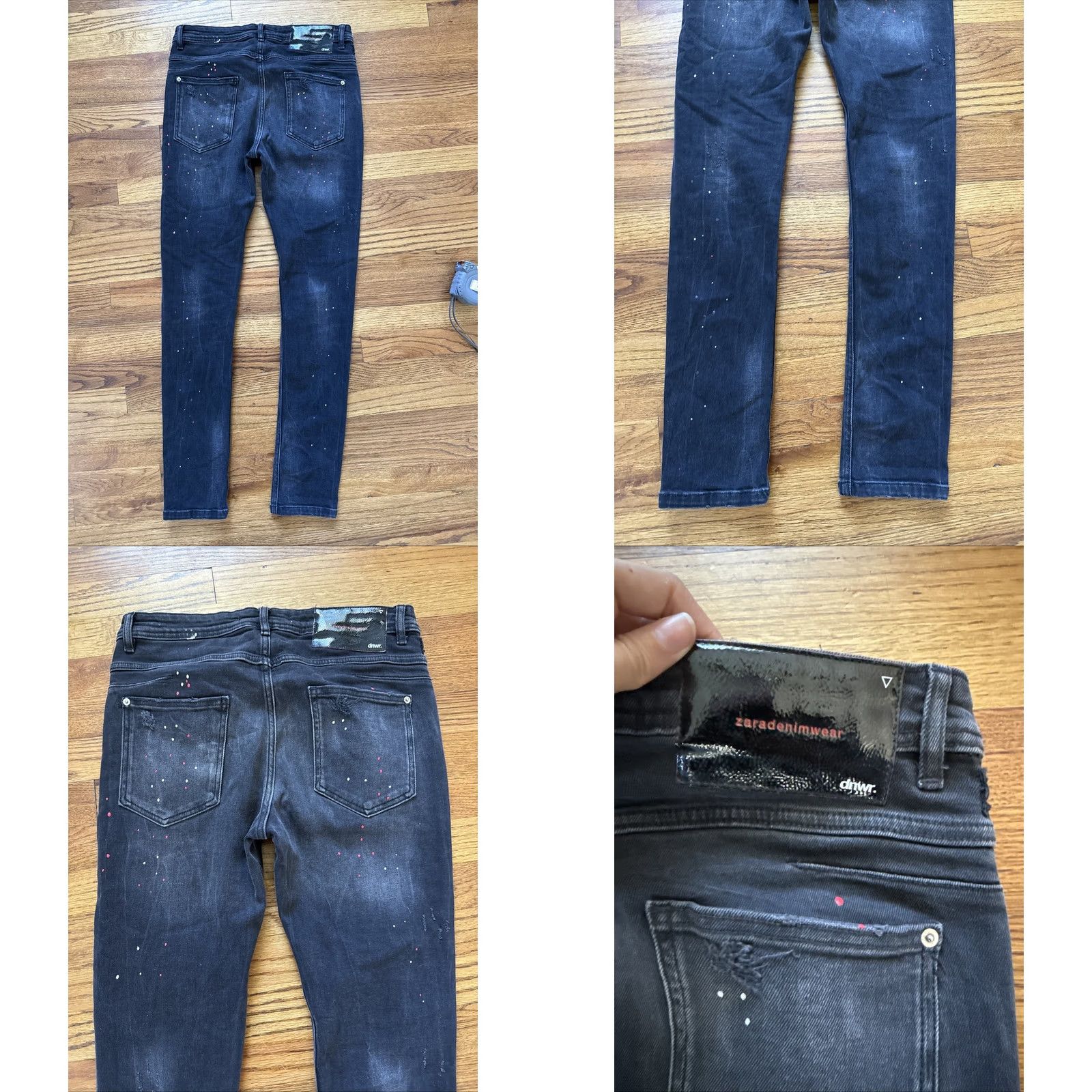 Zara VINTAGE Zara Jeans Men’s 31x32 Black Distressed Skinny Denim Paint Splatters C25 Size US 31 - 8 Thumbnail
