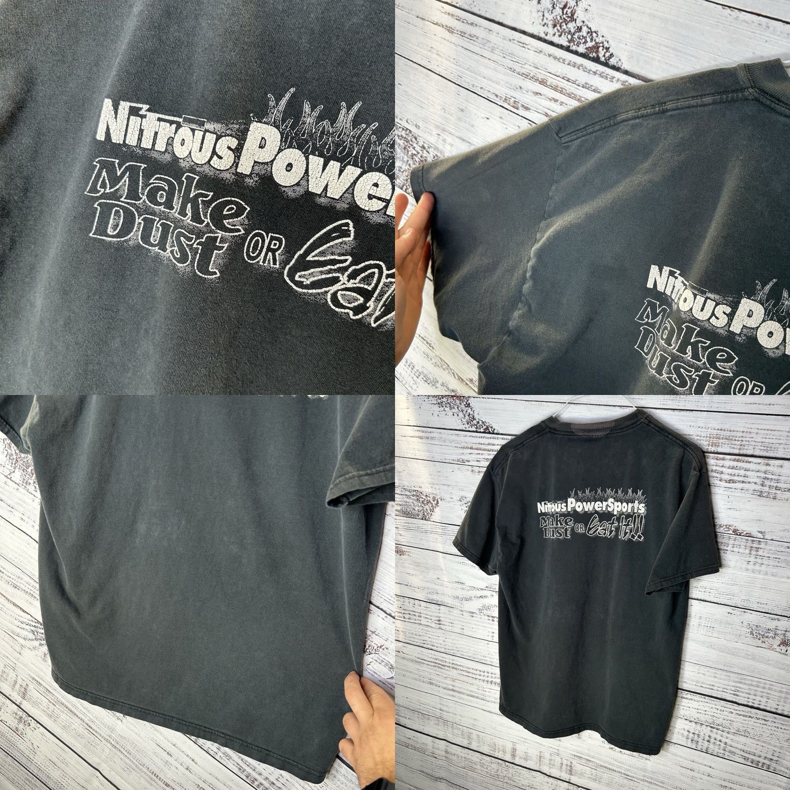 Doublet Vintage 90s Nitrous Power Sports Racing Nitro Double-Sided Graphic T-Shirt Large Black Cotton Short Sleeve Crew Neck Men’s 90s Cars T-Shirt Size US L / EU 52-54 / 3 - 9 Thumbnail