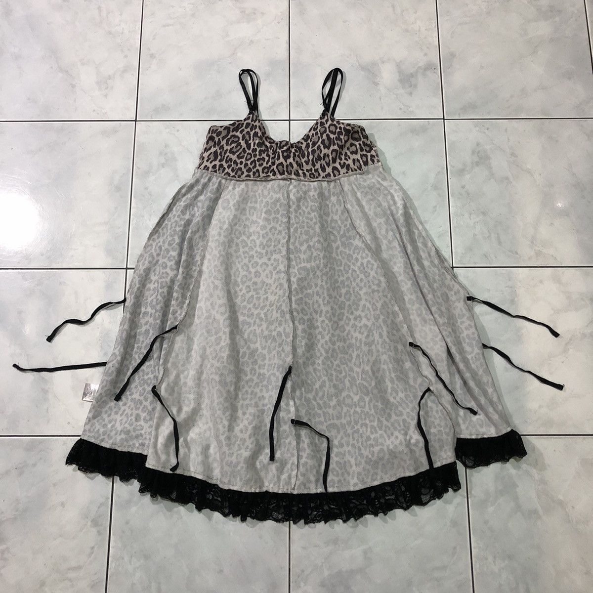 Vintage Avant Garde Dress Leopard Ruffle Adjustable Strap Style Size M / US 6-8 / IT 42-44 - 16 Thumbnail