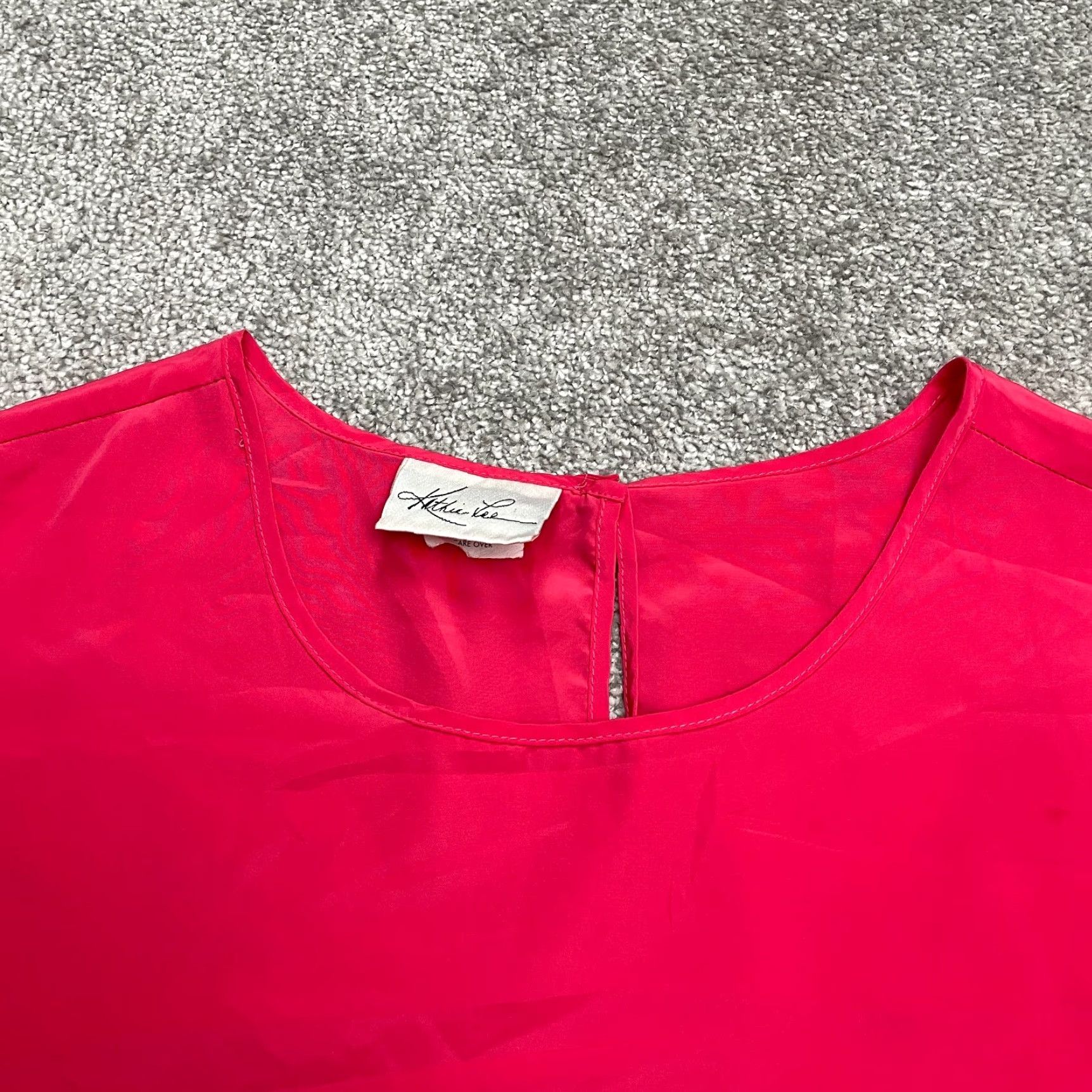 Lee Kathie Lee Chiffon Blouse Womens 26W Plus Pink Short Sleeve Round Neck Casual Shirt Blouse Size 4XL / US 24-26 - 3 Thumbnail