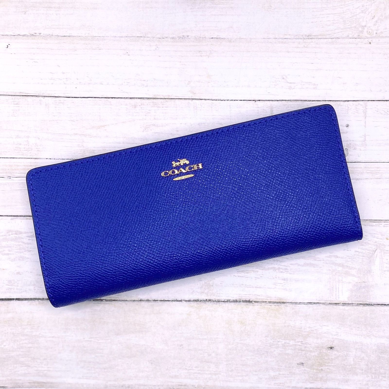 image of Coach Slim Wallet In Sport Blue Leather C3440 New With Tags, Women's