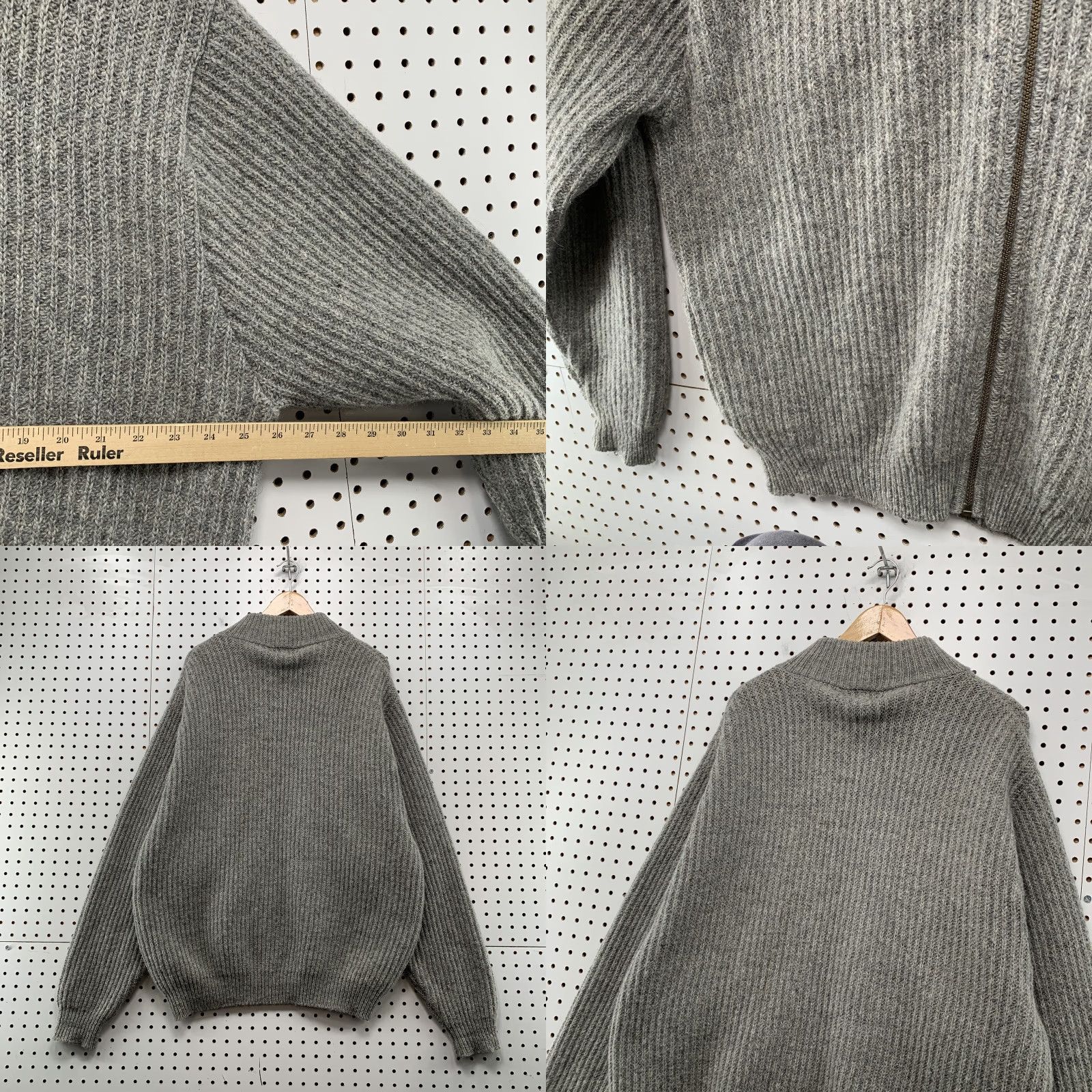Vintage VINTAGE LLBean Gray Wool Knit Zip-Up Sweater Jacket Mens XLT Tall M Made in USA Cardigan 3 Season Winter Fall Spring Mens Size US XL / EU 56 / 4 - 8 Thumbnail