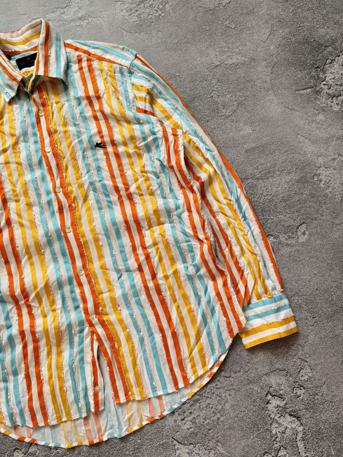 Etro × Vintage ETRO L striped multicolour shirt button up dress long sleeve Size US L / EU 52-54 / 3 - 6 Thumbnail