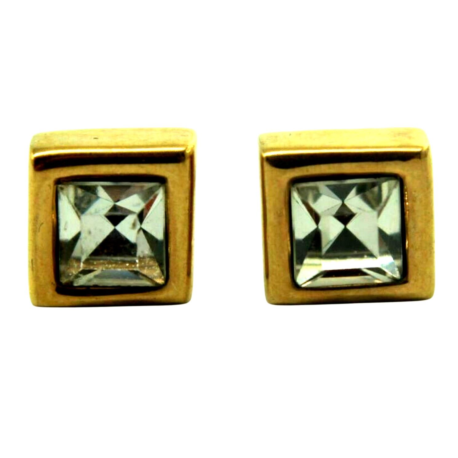 Monet Vintage Little Monet Rhinestone Earrings • Stud •1/4" Square Size ONE SIZE - 1 Thumbnail