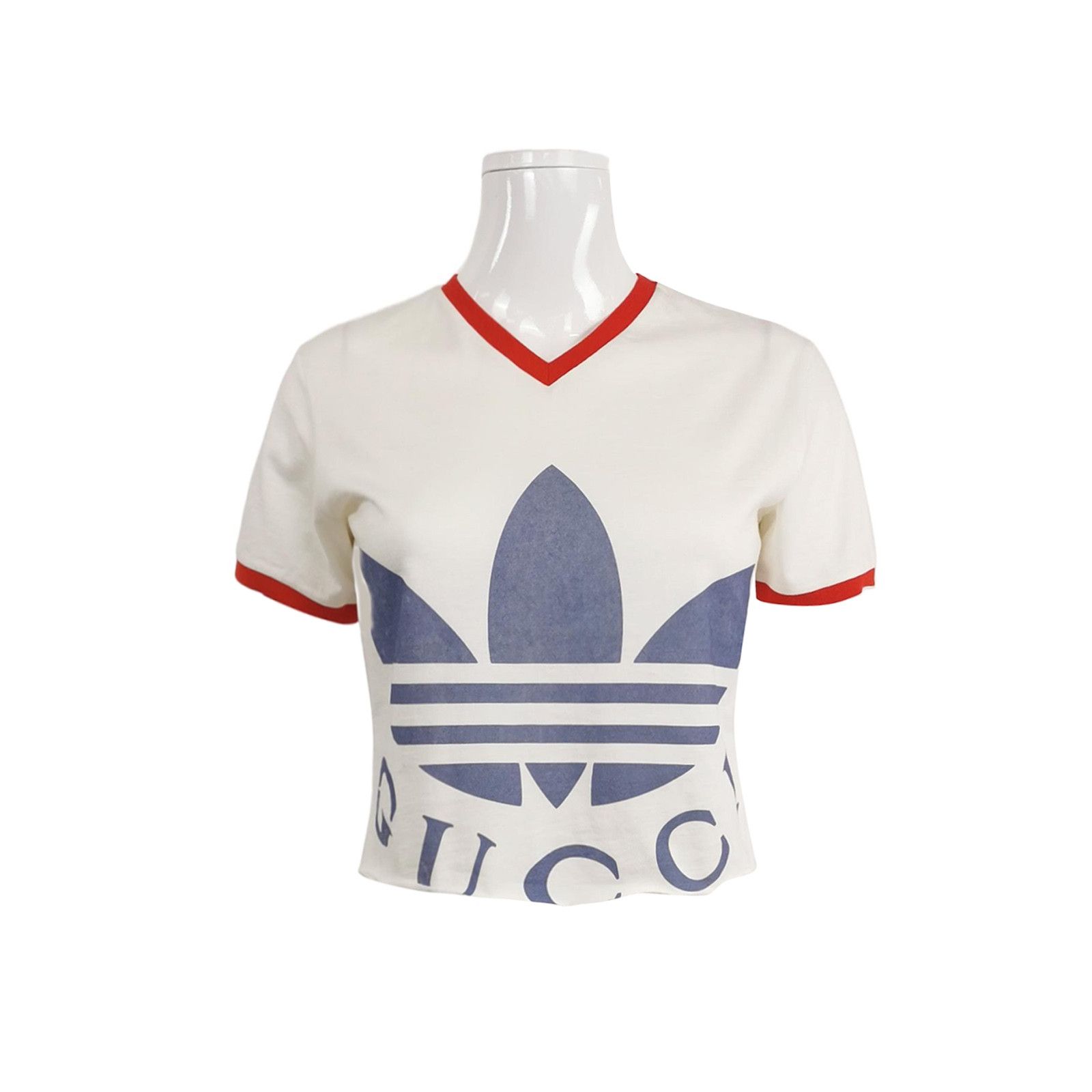Gucci Gucci x adidas Cropped V-Neck Logo Top XS Size XS / US 0-2 / IT 36-38 - 1 Thumbnail