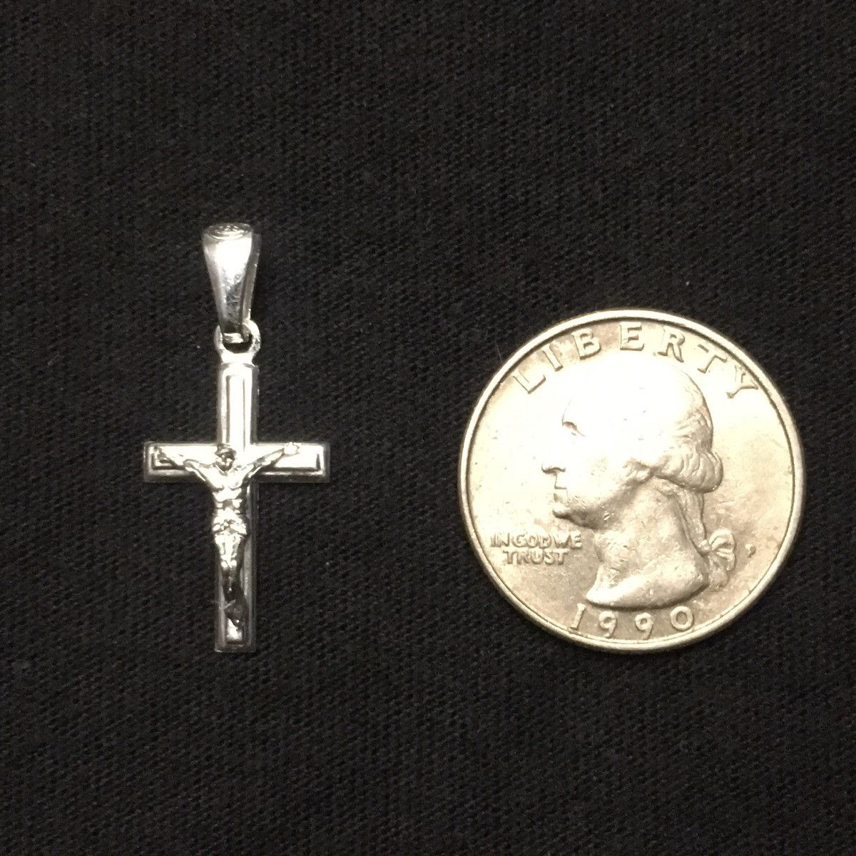 Jewelry Real Solid Silver Chain Cuban Link Curb 20in 4mm and Cross Size ONE SIZE - 2 Thumbnail