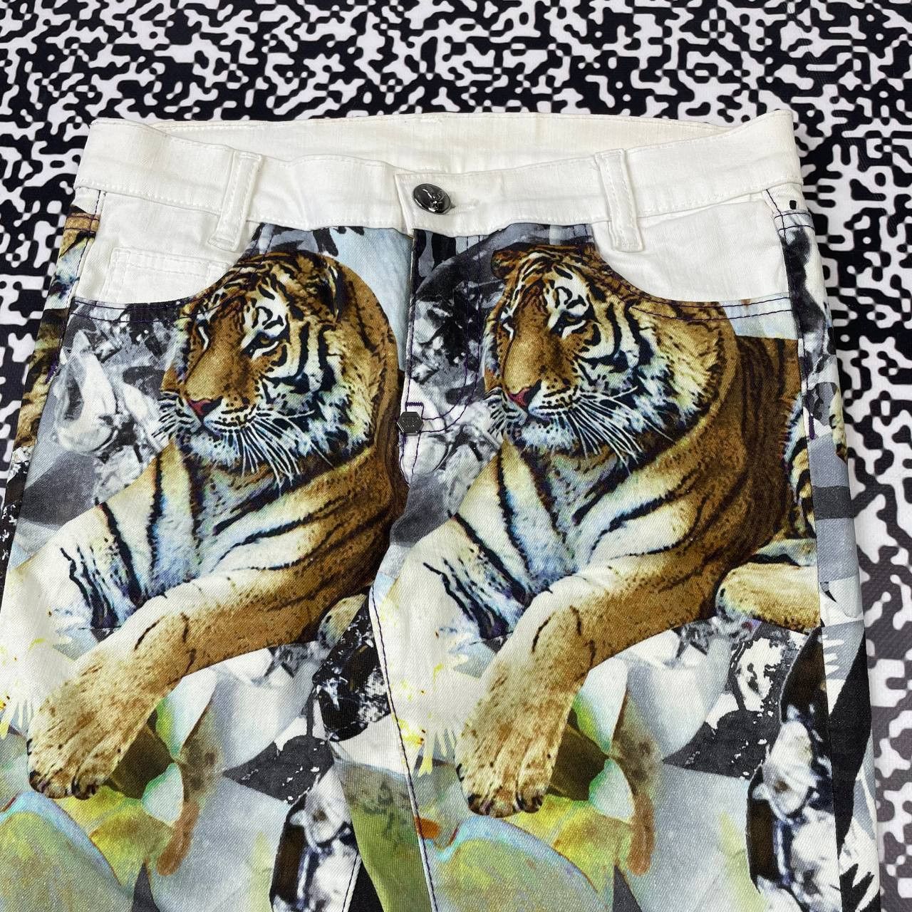 Philipp Plein Vintage Y2K Philipp Plein Tiger Animal Jeans Luxury Style Size 28" / US 6 / IT 42 - 7 Thumbnail
