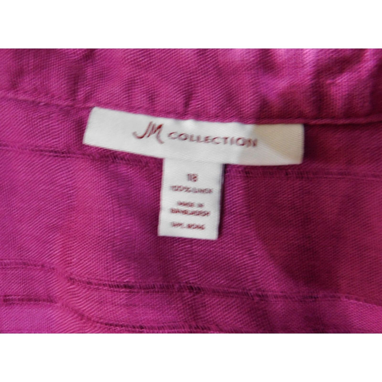JM Collection JM Collection Button-Up Shirt Womens 18 Pink Linen Knit Pullover Collared Long Sleeve Casual Designer Blouse Striped Button Accents Stretch Regular Size XXL / US 16-18 / IT 52-54 - 4 Thumbnail